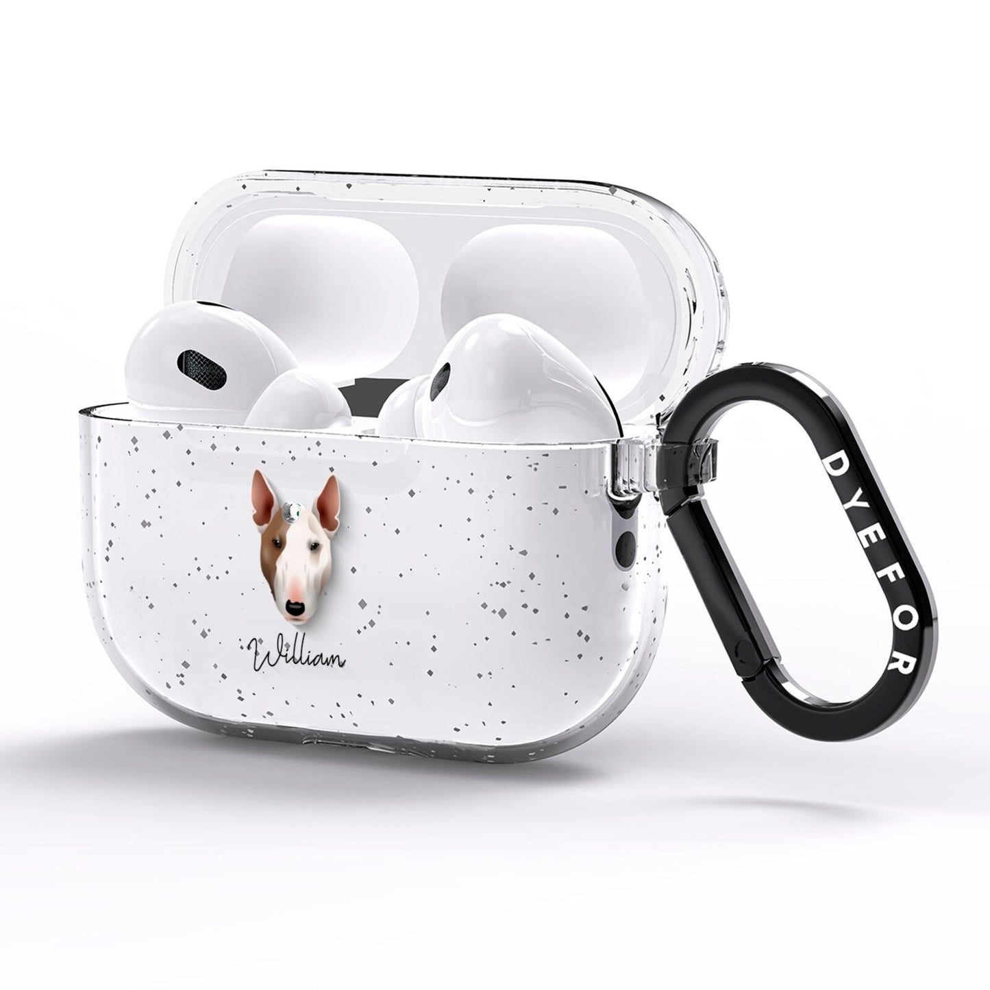 Bull Terrier Personalised AirPods Pro Glitter Case Side Image