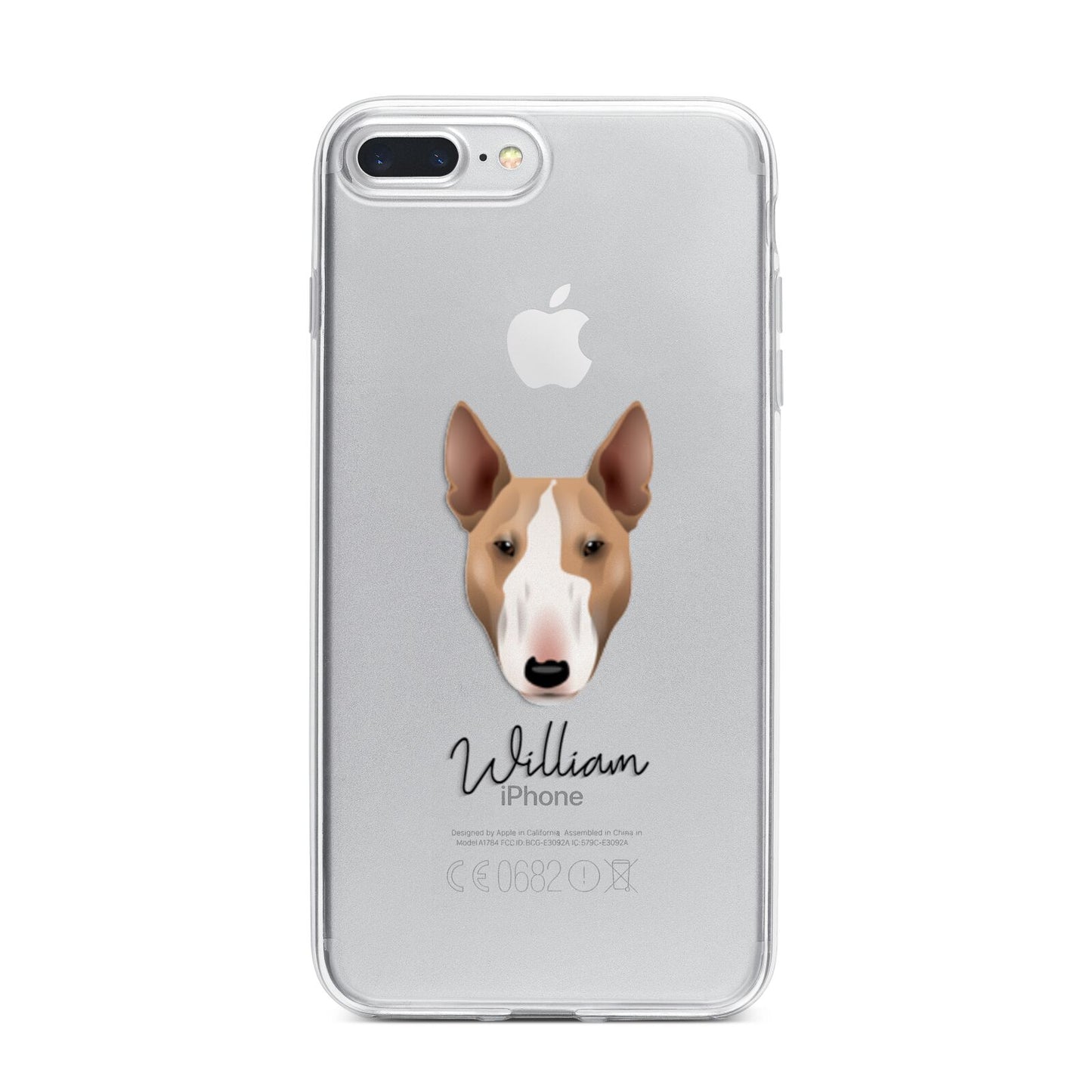 Bull Terrier Personalised iPhone 7 Plus Bumper Case on Silver iPhone