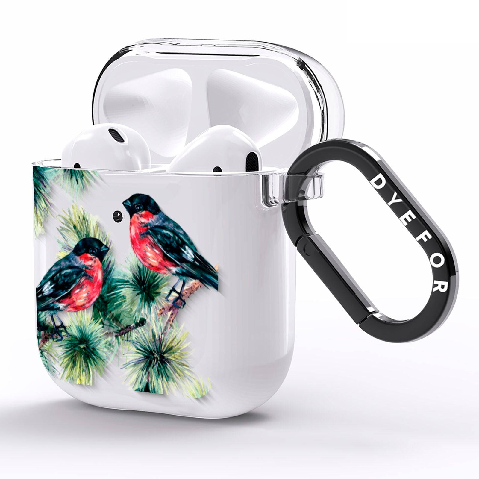 Bullfinch Pine Tree AirPods Clear Case Side Image