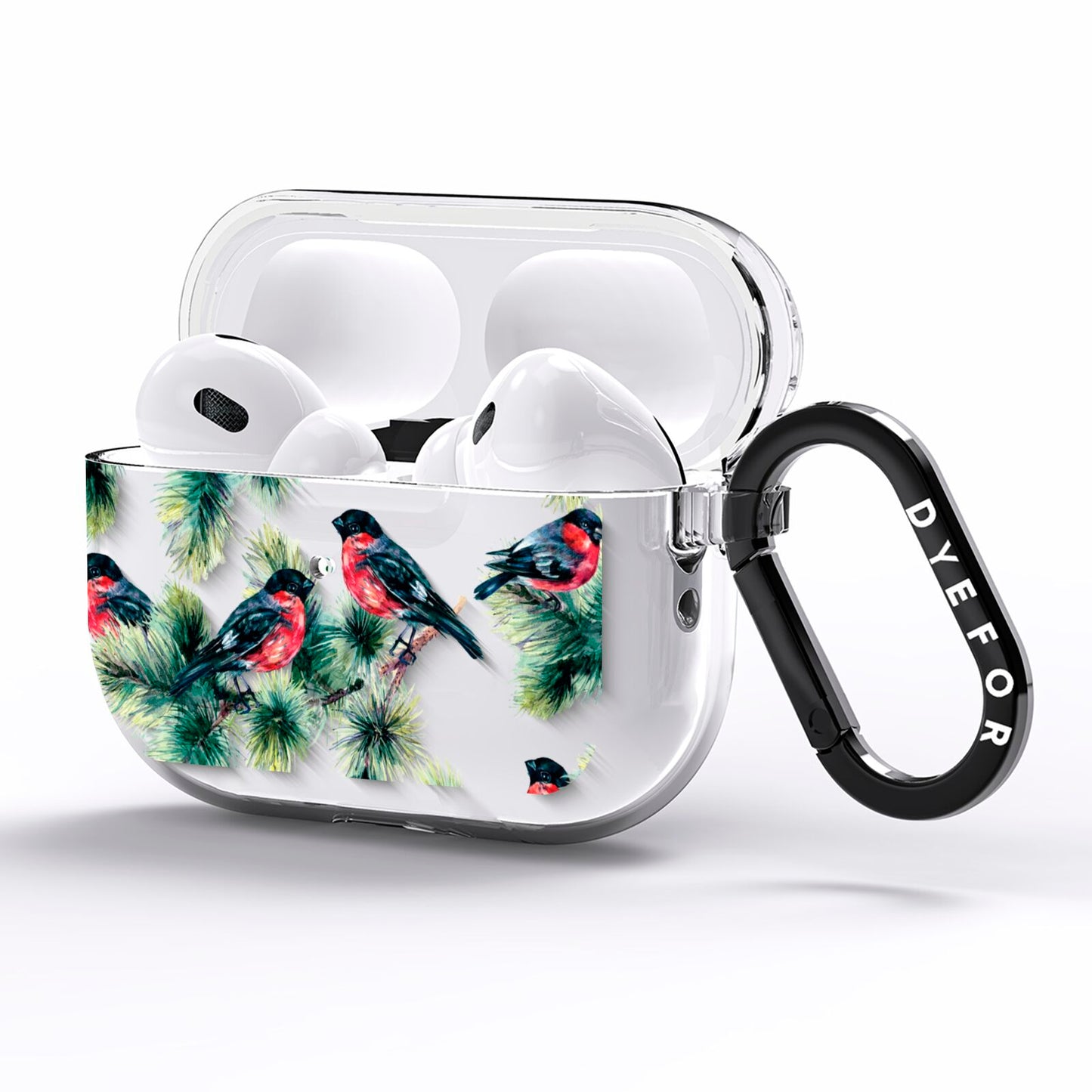 Bullfinch Pine Tree AirPods Pro Clear Case Side Image