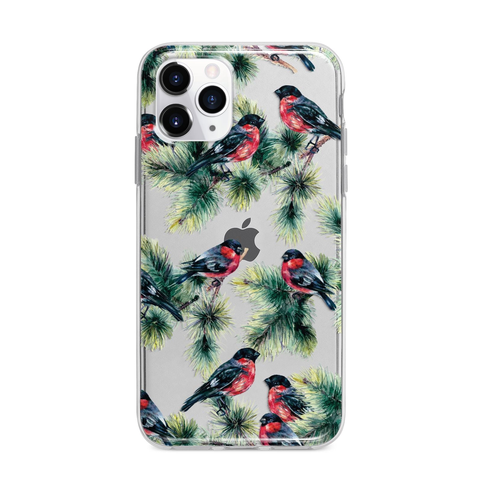 Bullfinch Pine Tree Apple iPhone 11 Pro Max in Silver with Bumper Case