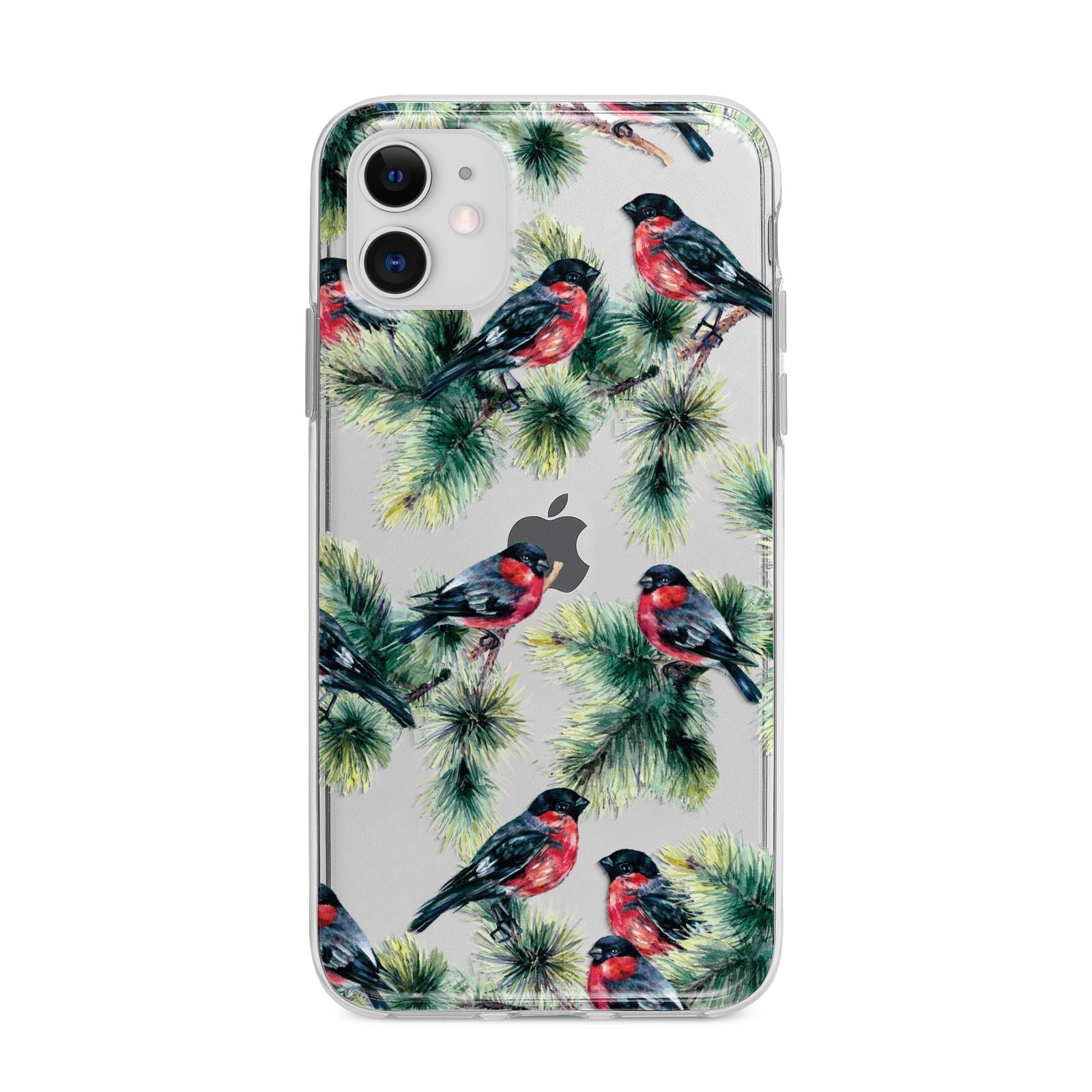 Bullfinch Pine Tree Apple iPhone 11 in White with Bumper Case