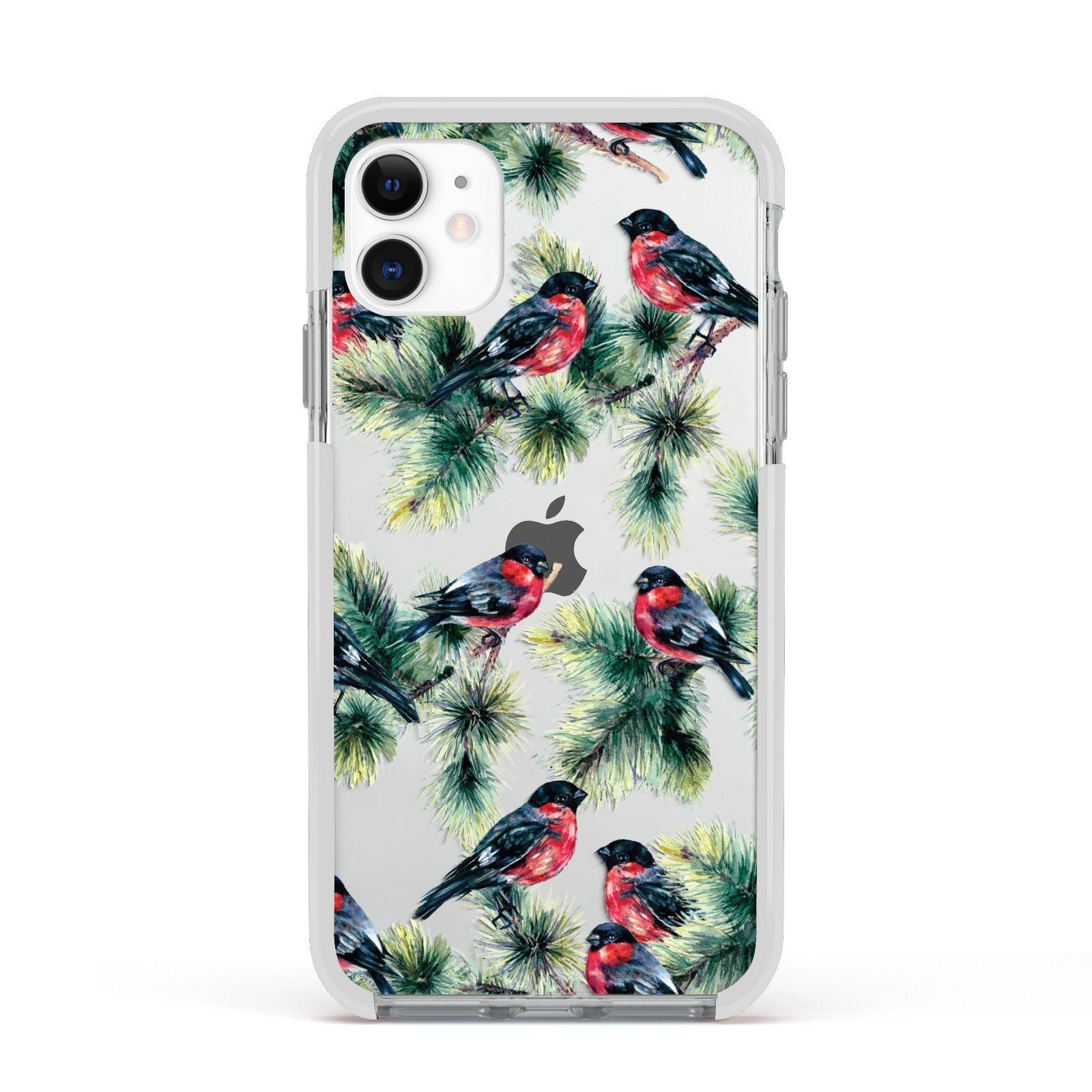 Bullfinch Pine Tree Apple iPhone 11 in White with White Impact Case
