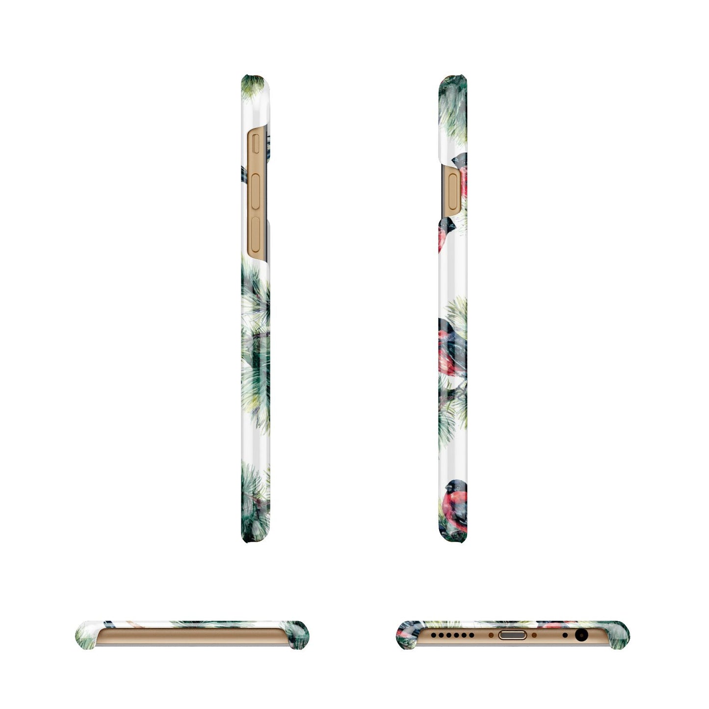 Bullfinch Pine Tree Apple iPhone 6 3D Wrap Snap Case Angled Images