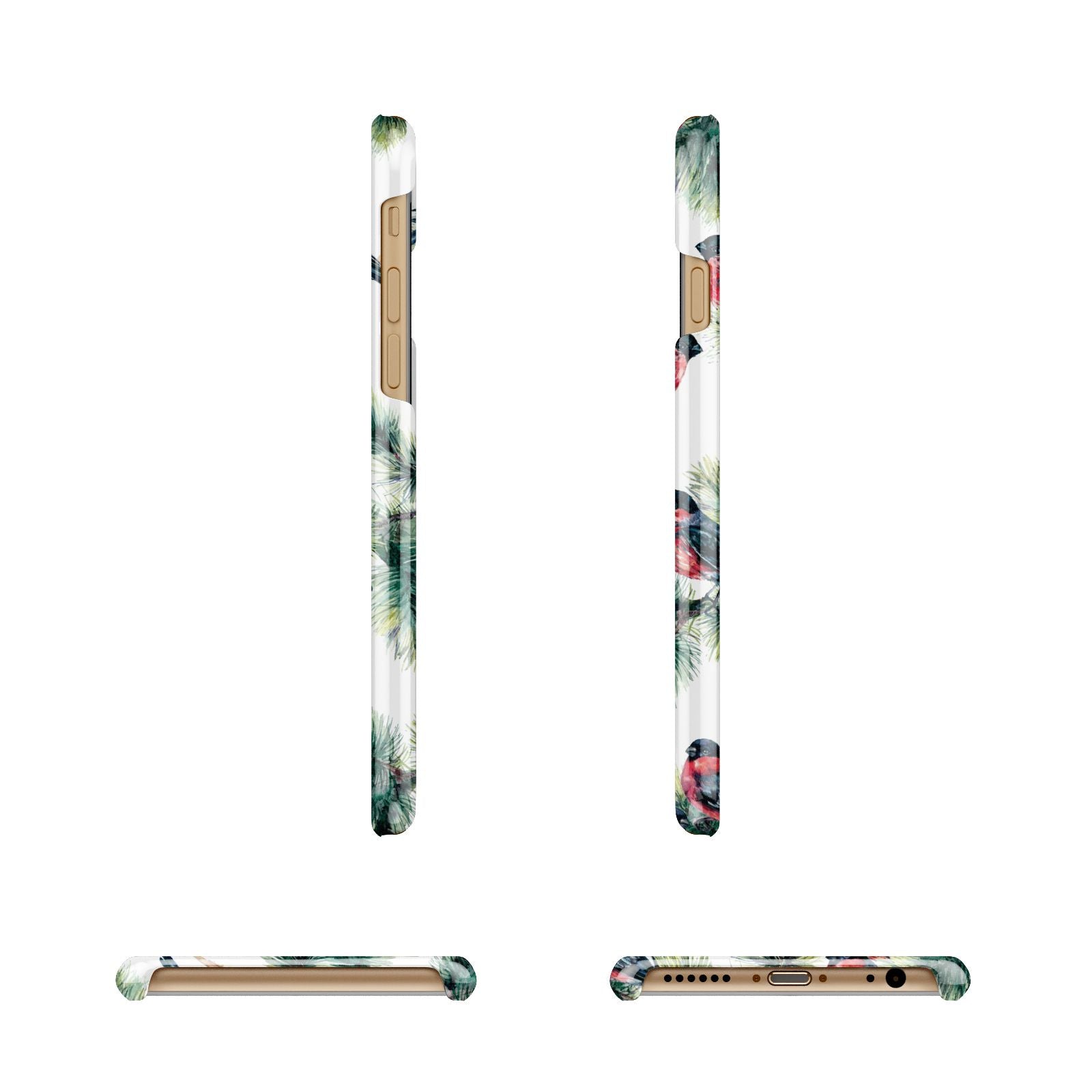 Bullfinch Pine Tree Apple iPhone 6 3D Wrap Snap Case Angled Images