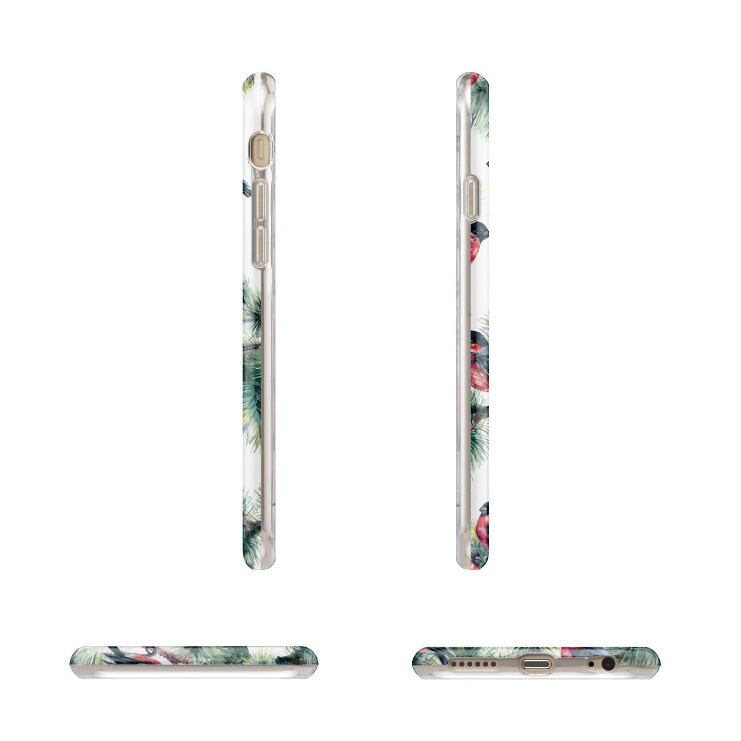 Bullfinch Pine Tree Apple iPhone 6 3D Wrap Tough Case Alternative Image Angles