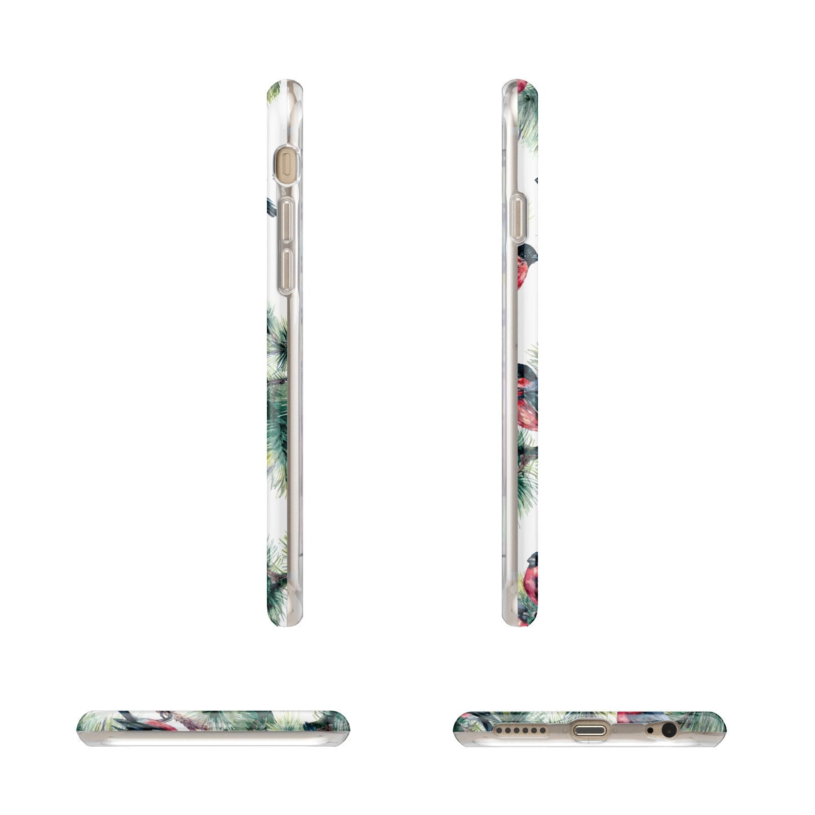 Bullfinch Pine Tree Apple iPhone 6 3D Wrap Tough Case Alternative Image Angles