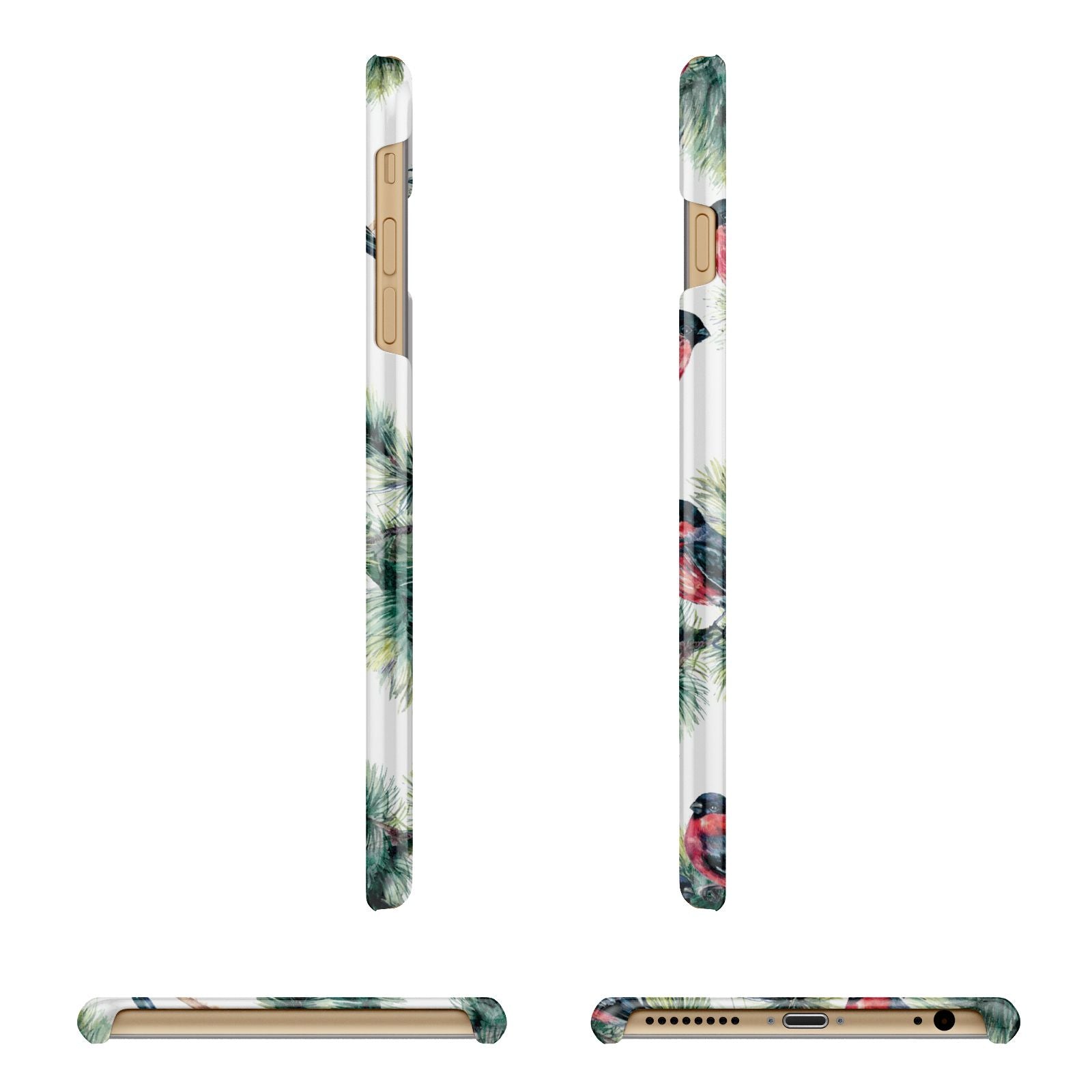 Bullfinch Pine Tree Apple iPhone 6 Plus 3D Wrap Snap Case Angled Images