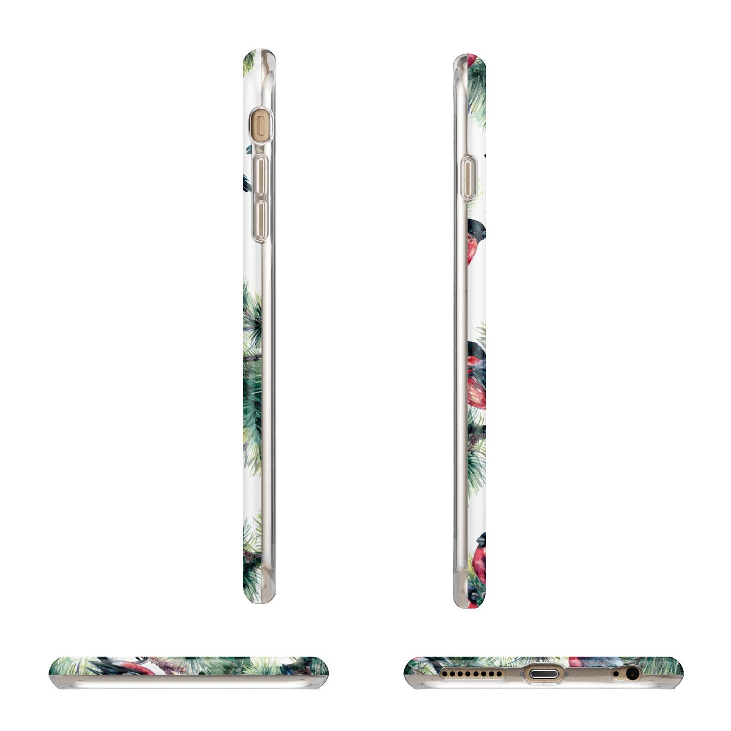 Bullfinch Pine Tree Apple iPhone 6 Plus 3D Wrap Tough Case Alternative Image Angles