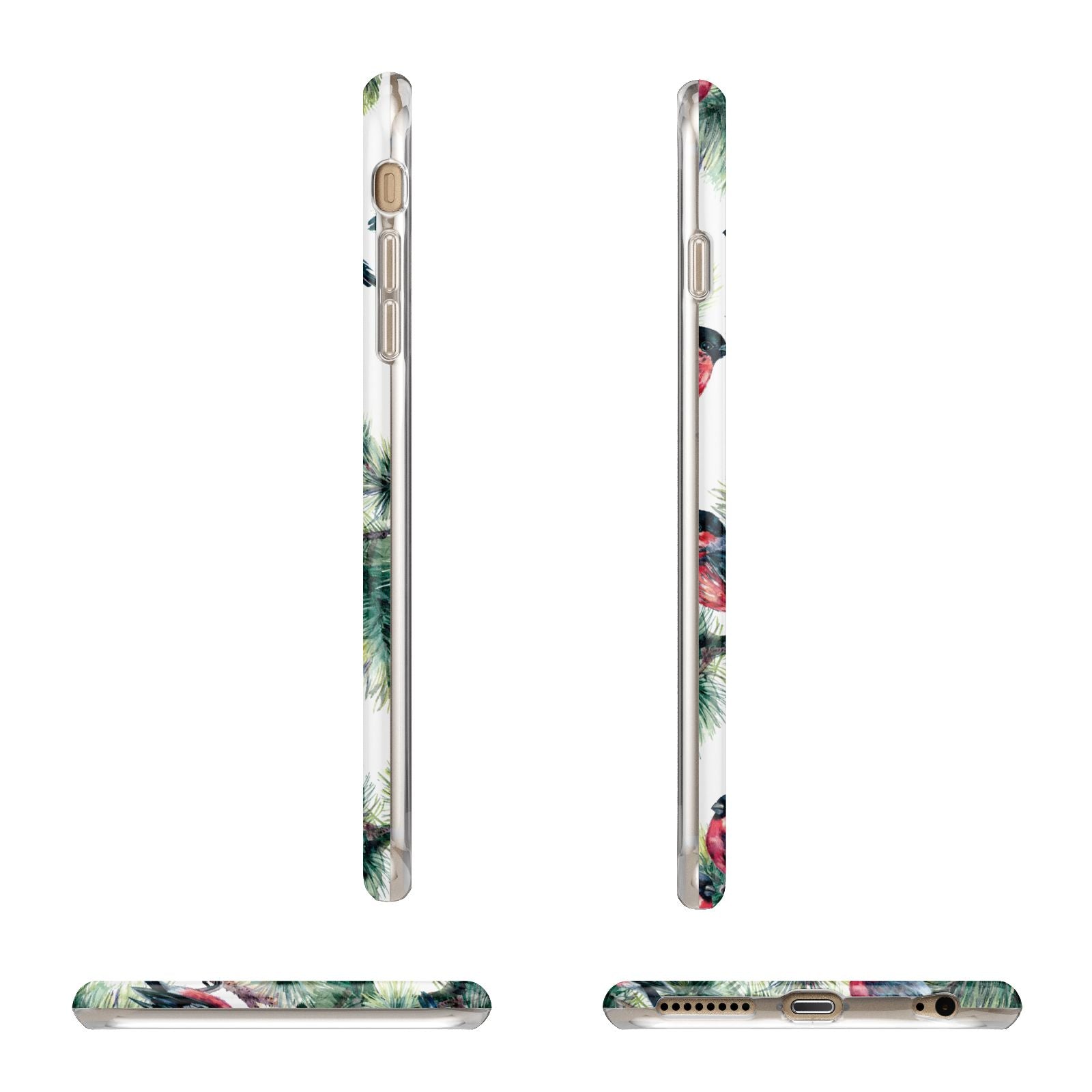 Bullfinch Pine Tree Apple iPhone 6 Plus 3D Wrap Tough Case Alternative Image Angles