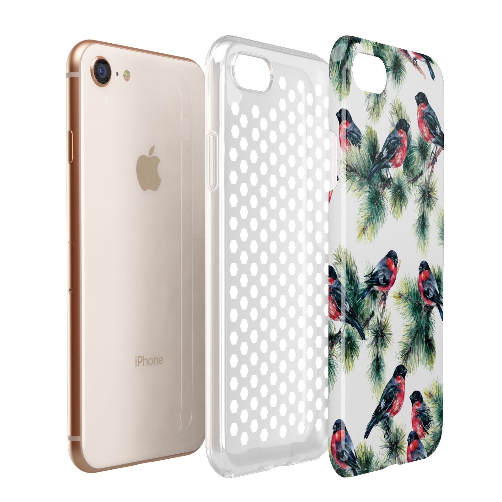 Bullfinch Pine Tree Apple iPhone 7 8 3D Tough Case Expanded View