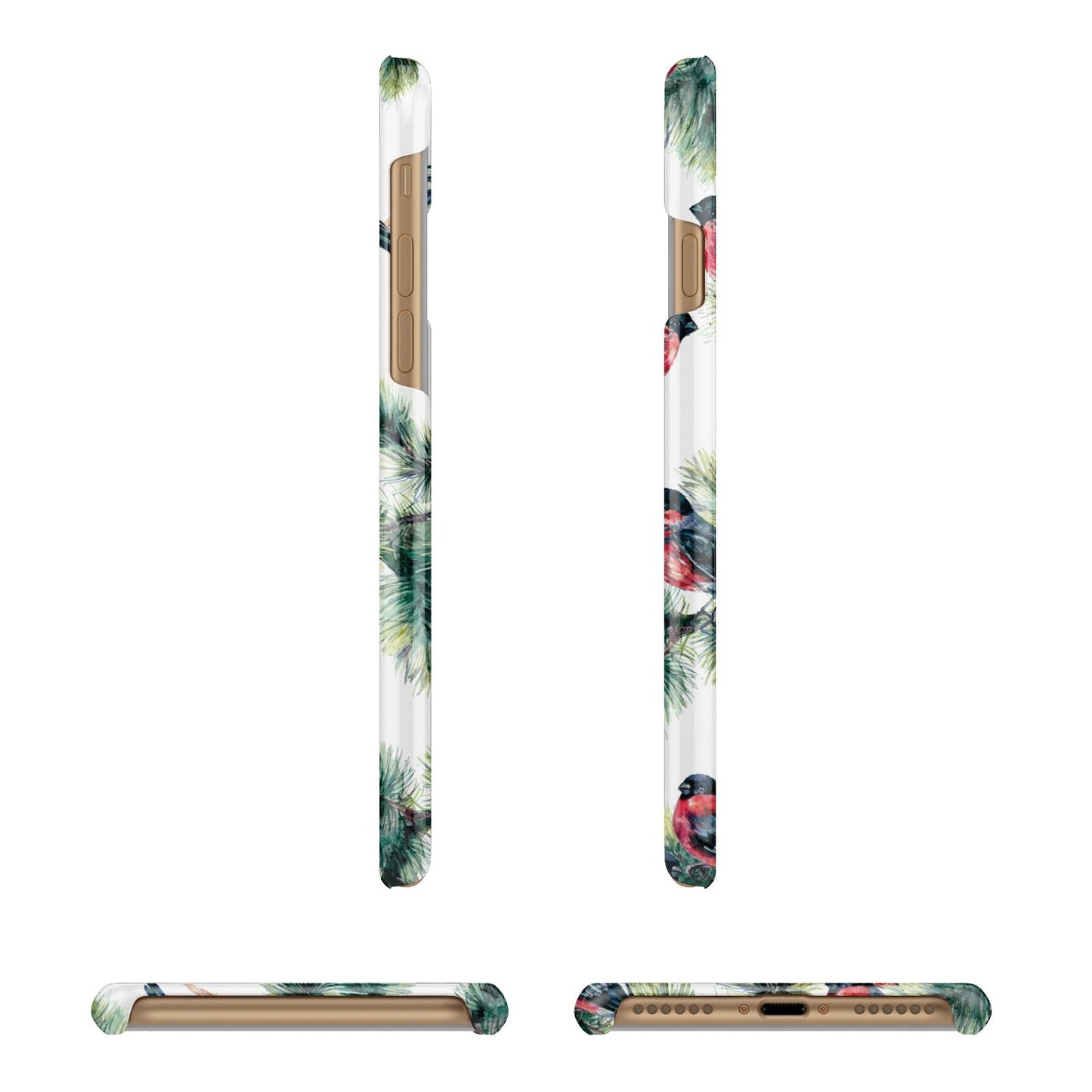 Bullfinch Pine Tree Apple iPhone 7 8 3D Wrap Snap Case Angled Images