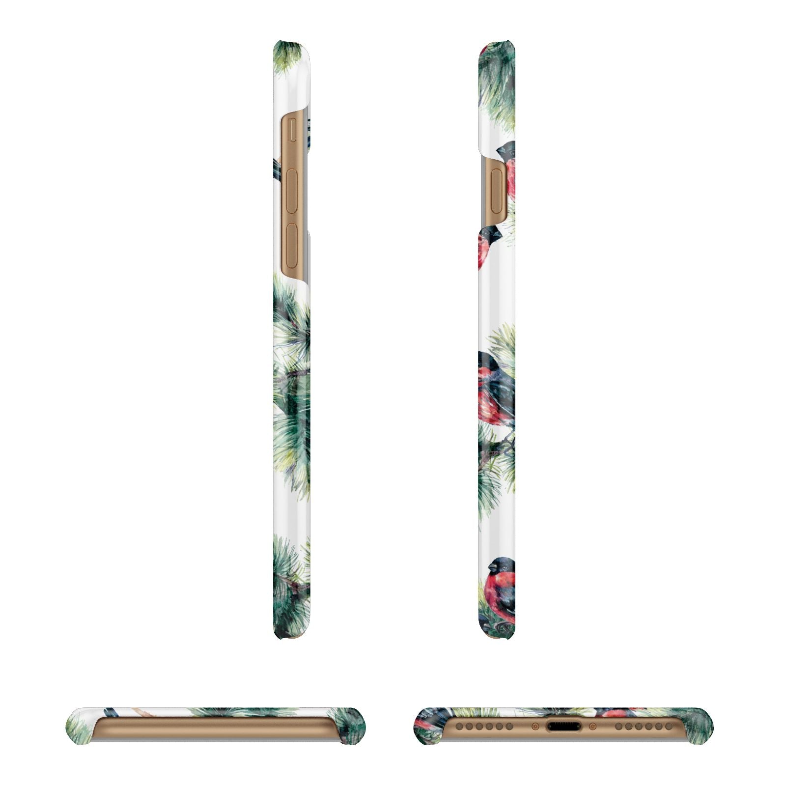 Bullfinch Pine Tree Apple iPhone 7 8 3D Wrap Snap Case Angled Images