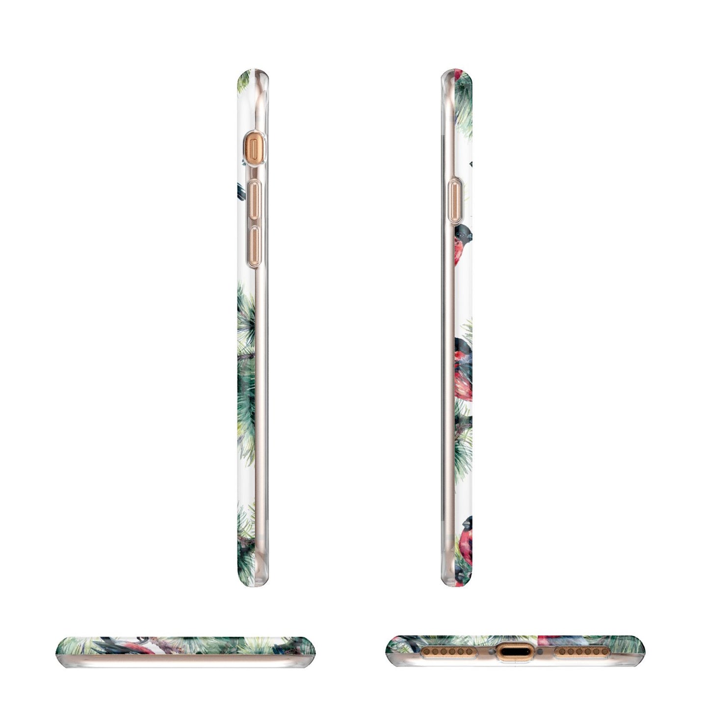 Bullfinch Pine Tree Apple iPhone 7 8 3D Wrap Tough Case Alternative Image Angles