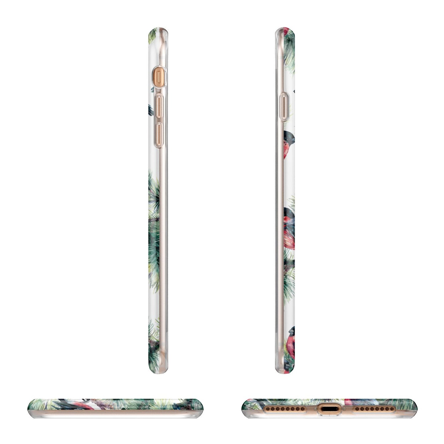 Bullfinch Pine Tree Apple iPhone 7 8 Plus 3D Wrap Tough Case Alternative Image Angles