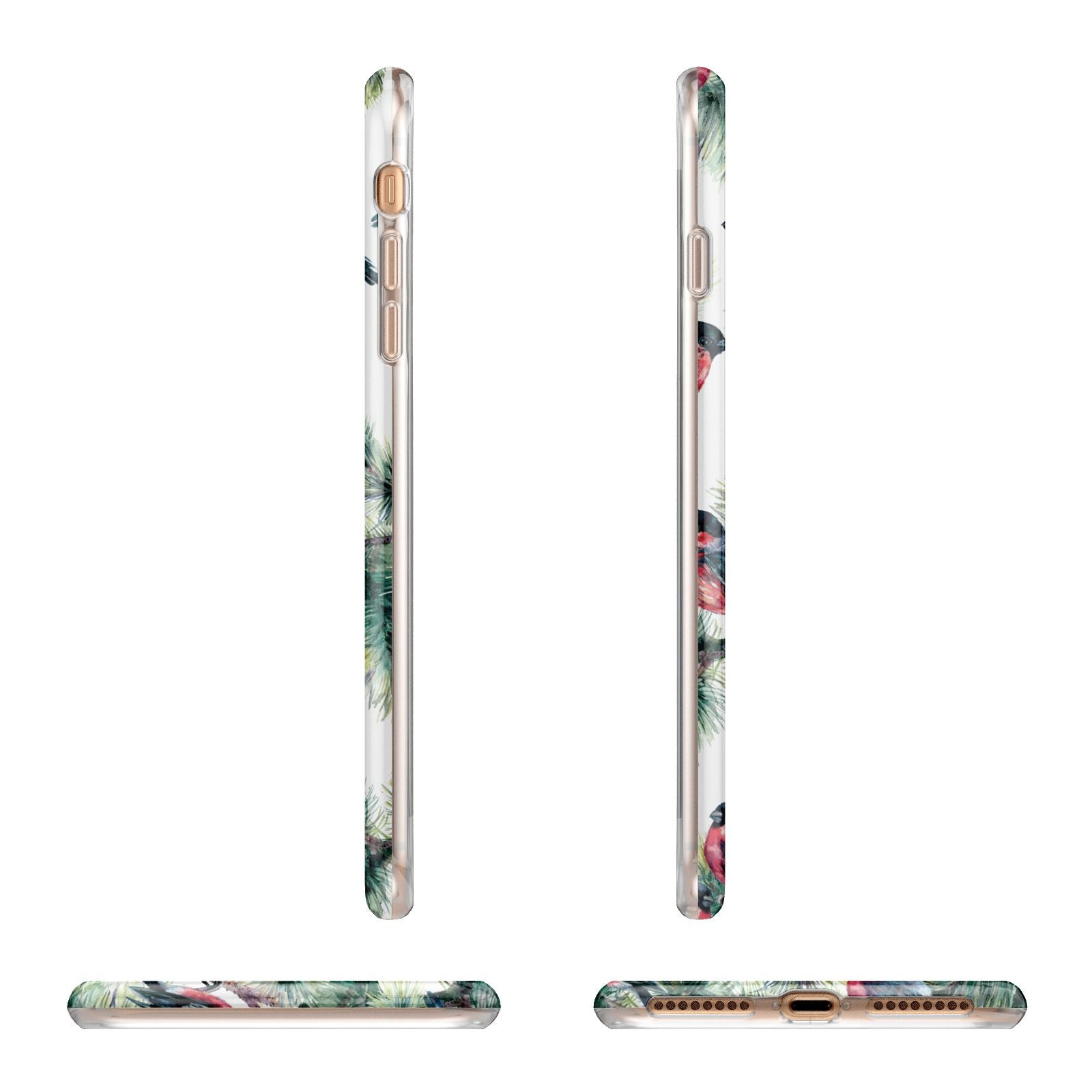 Bullfinch Pine Tree Apple iPhone 7 8 Plus 3D Wrap Tough Case Alternative Image Angles