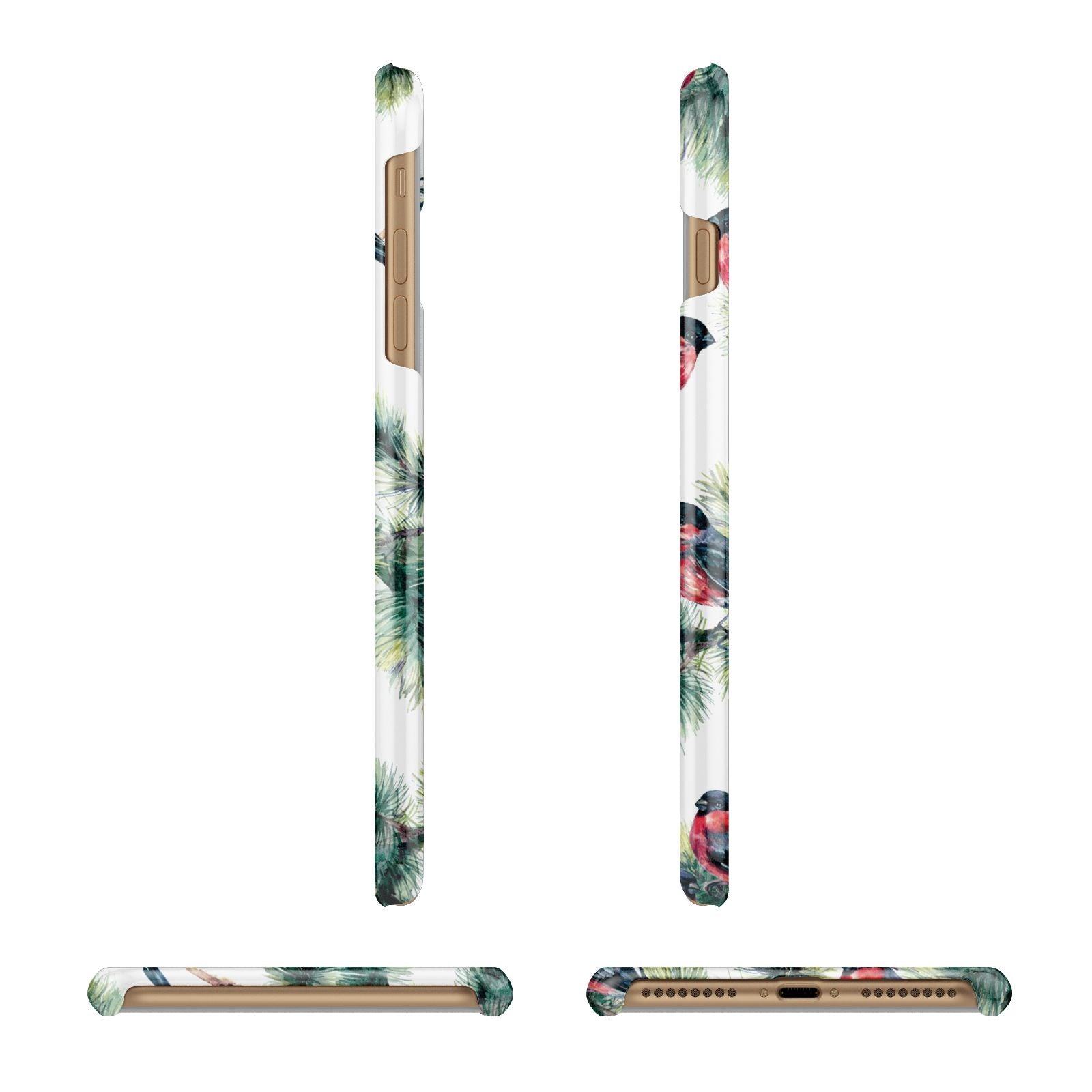 Bullfinch Pine Tree Apple iPhone 7 Plus 3D Wrap Snap Case Angled Images