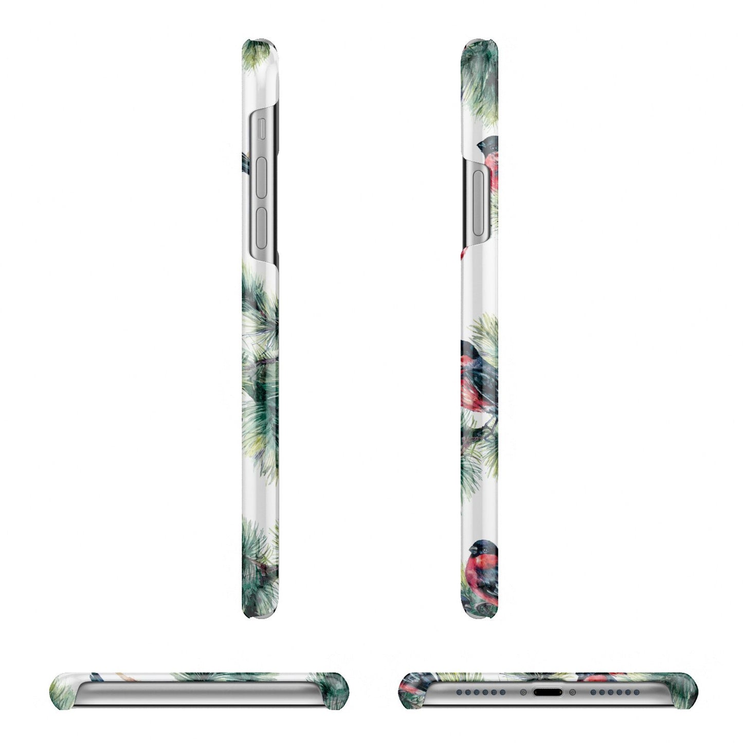 Bullfinch Pine Tree Apple iPhone XR 3D Wrap Snap Case Angled Images on White Phone