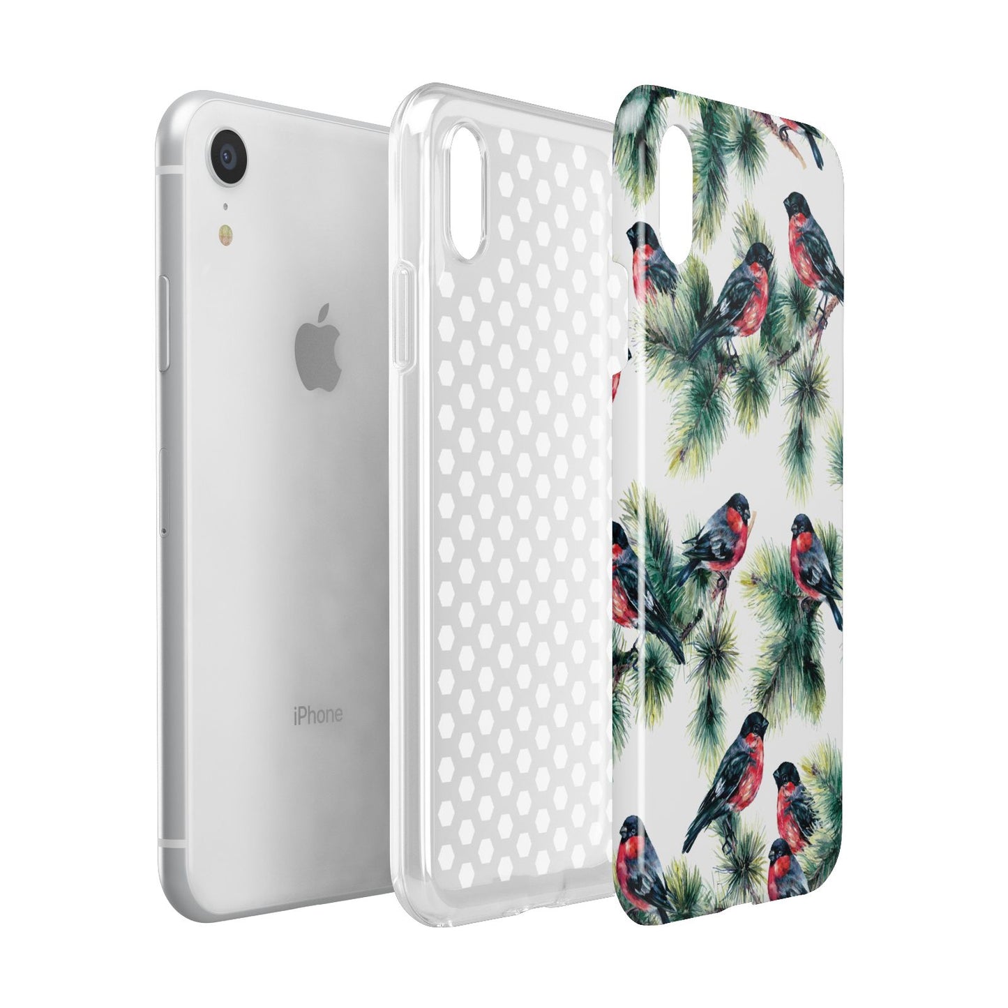 Bullfinch Pine Tree Apple iPhone XR White 3D Tough Case Expanded view