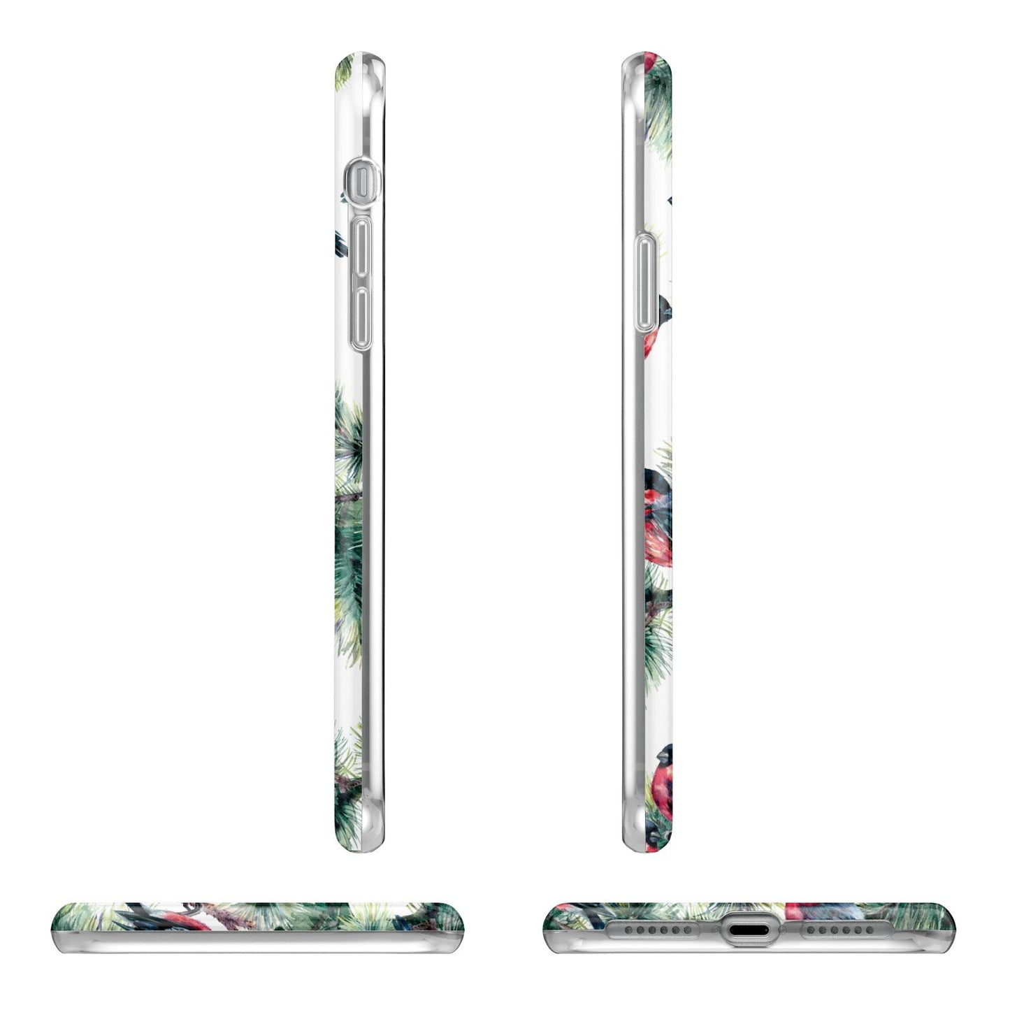 Bullfinch Pine Tree Apple iPhone XR in White with 3D Wrap Tough Case Alternative Image Angles