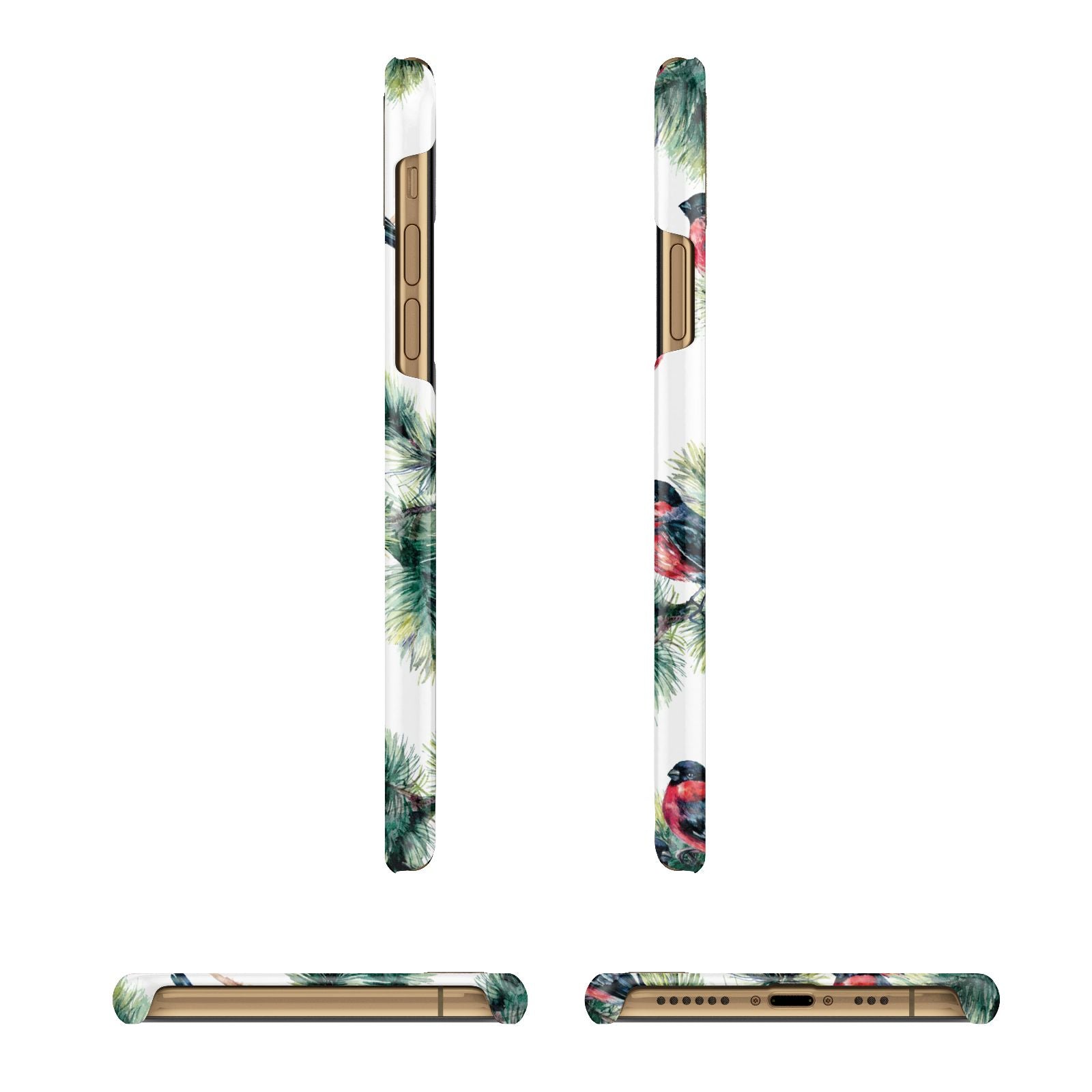 Bullfinch Pine Tree Apple iPhone Xs 3D Wrap Snap Case Angled Images