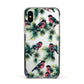 Bullfinch Pine Tree Apple iPhone Xs Impact Case Black Edge on Silver Phone