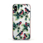 Bullfinch Pine Tree Apple iPhone Xs Impact Case Pink Edge on Silver Phone
