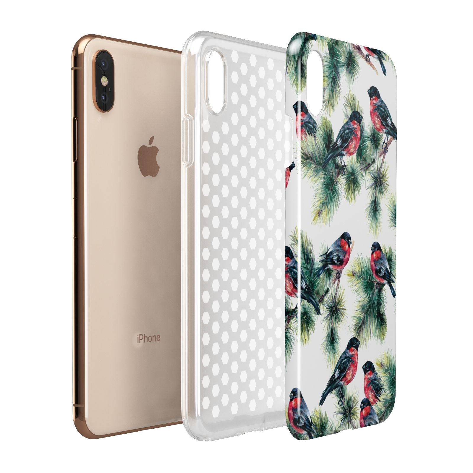 Bullfinch Pine Tree Apple iPhone Xs Max 3D Tough Case Expanded View