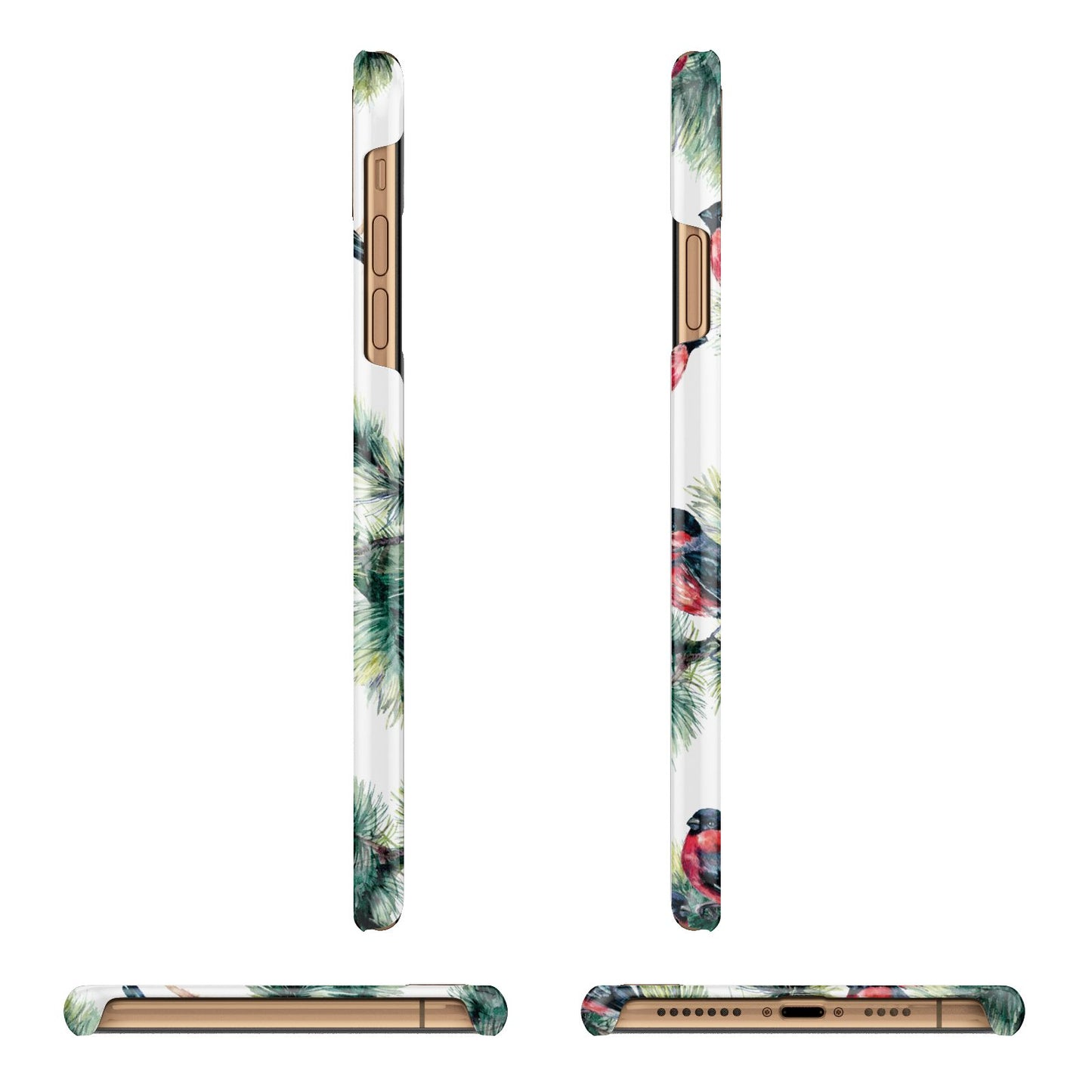 Bullfinch Pine Tree Apple iPhone Xs Max 3D Wrap Snap Case Angled Images