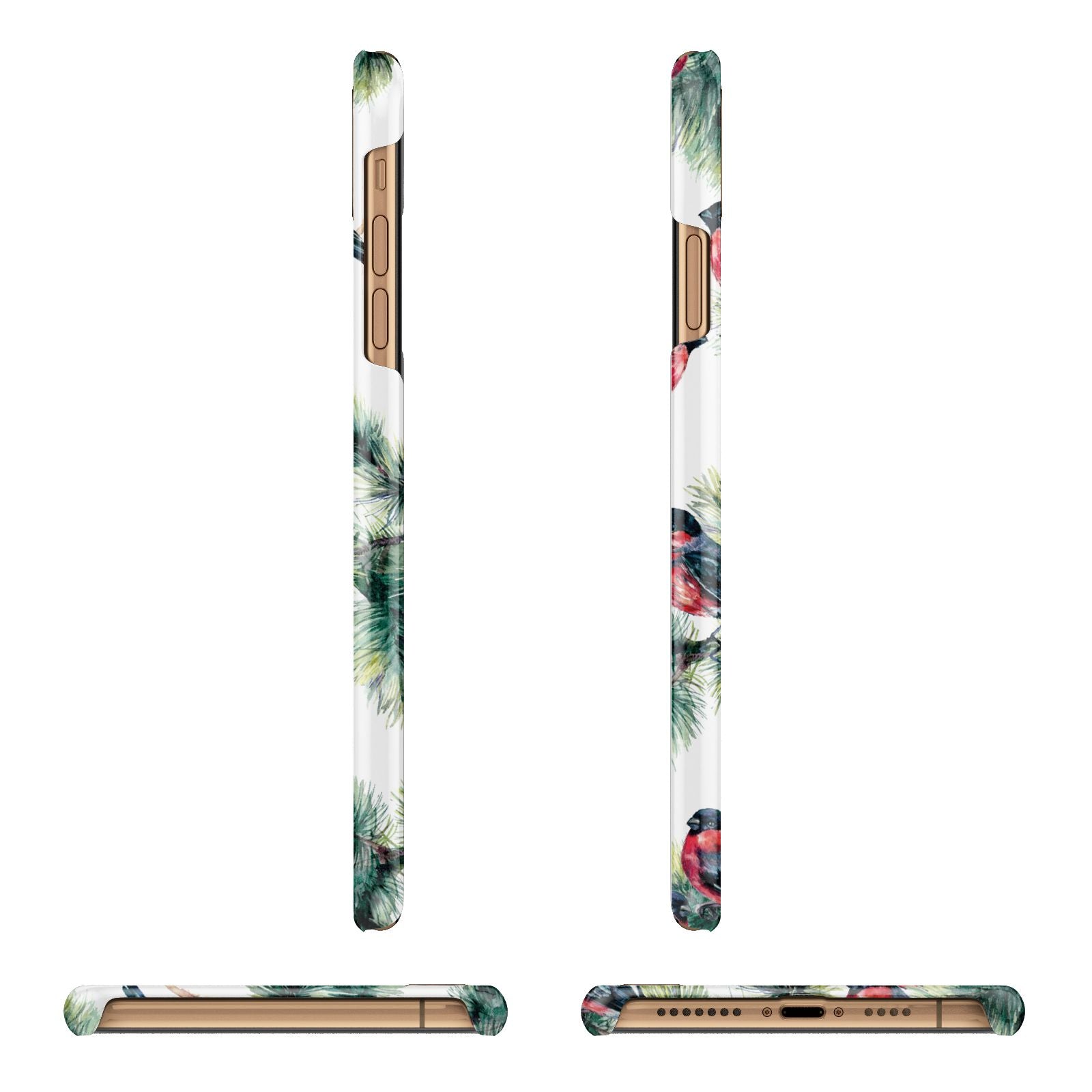 Bullfinch Pine Tree Apple iPhone Xs Max 3D Wrap Snap Case Angled Images