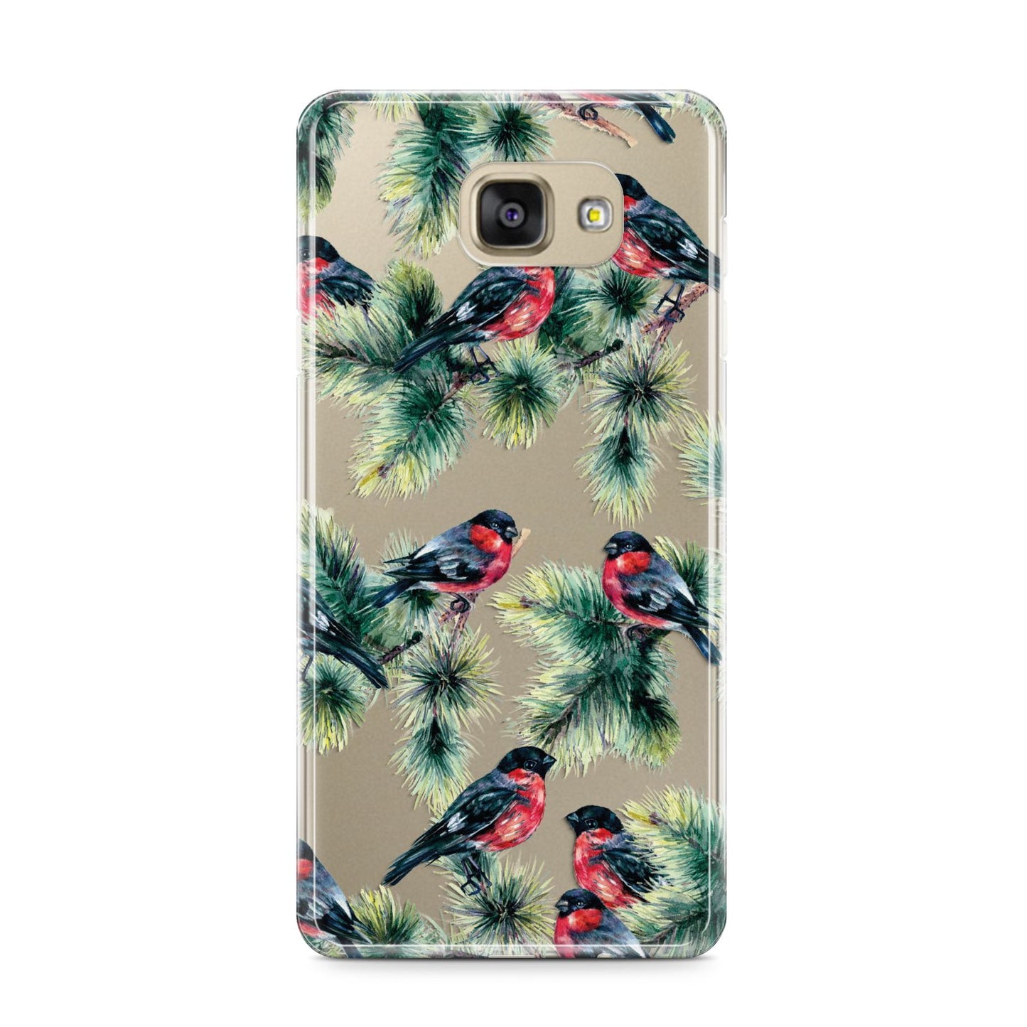 Bullfinch Pine Tree Samsung Galaxy A9 2016 Case on gold phone