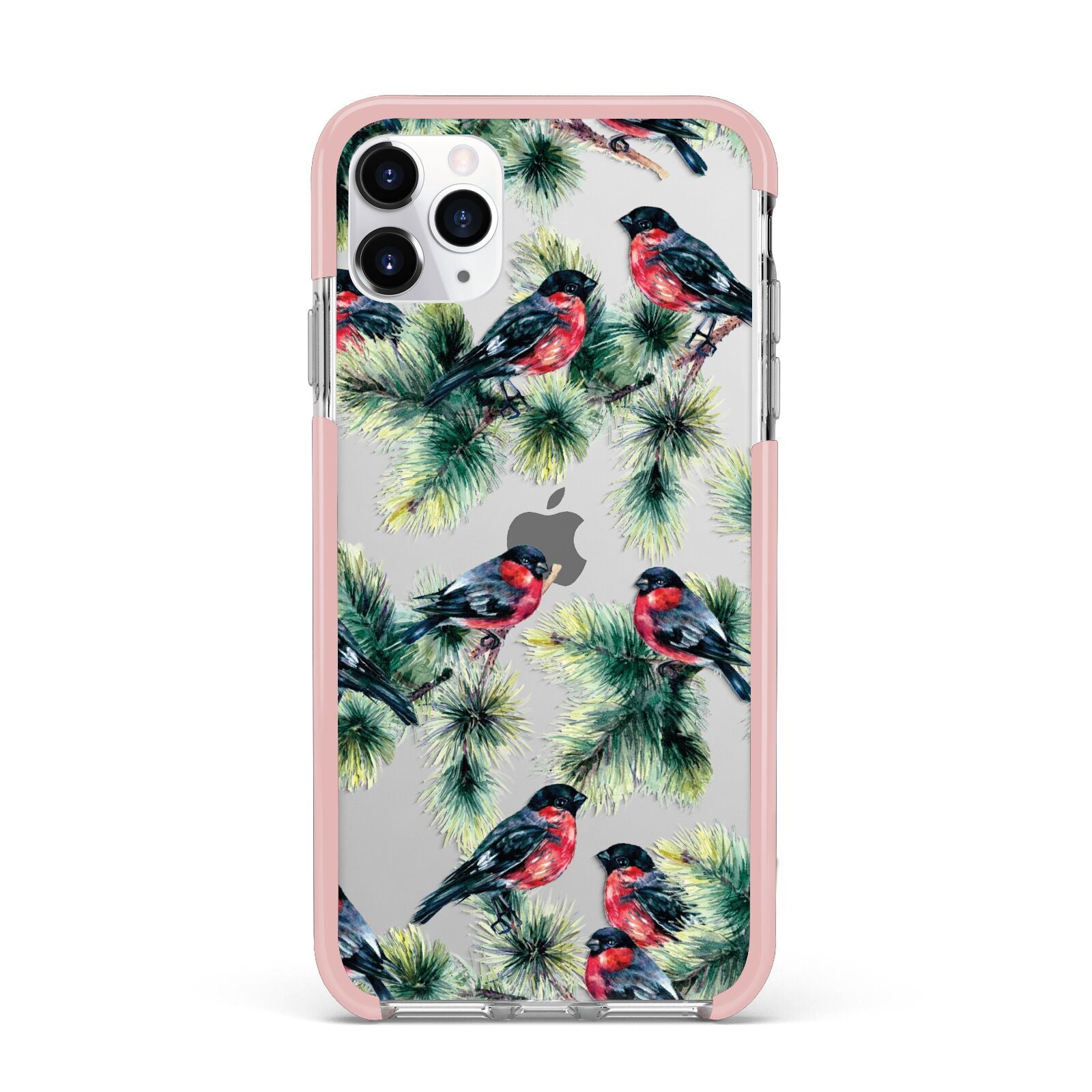 Bullfinch Pine Tree iPhone 11 Pro Max Impact Pink Edge Case