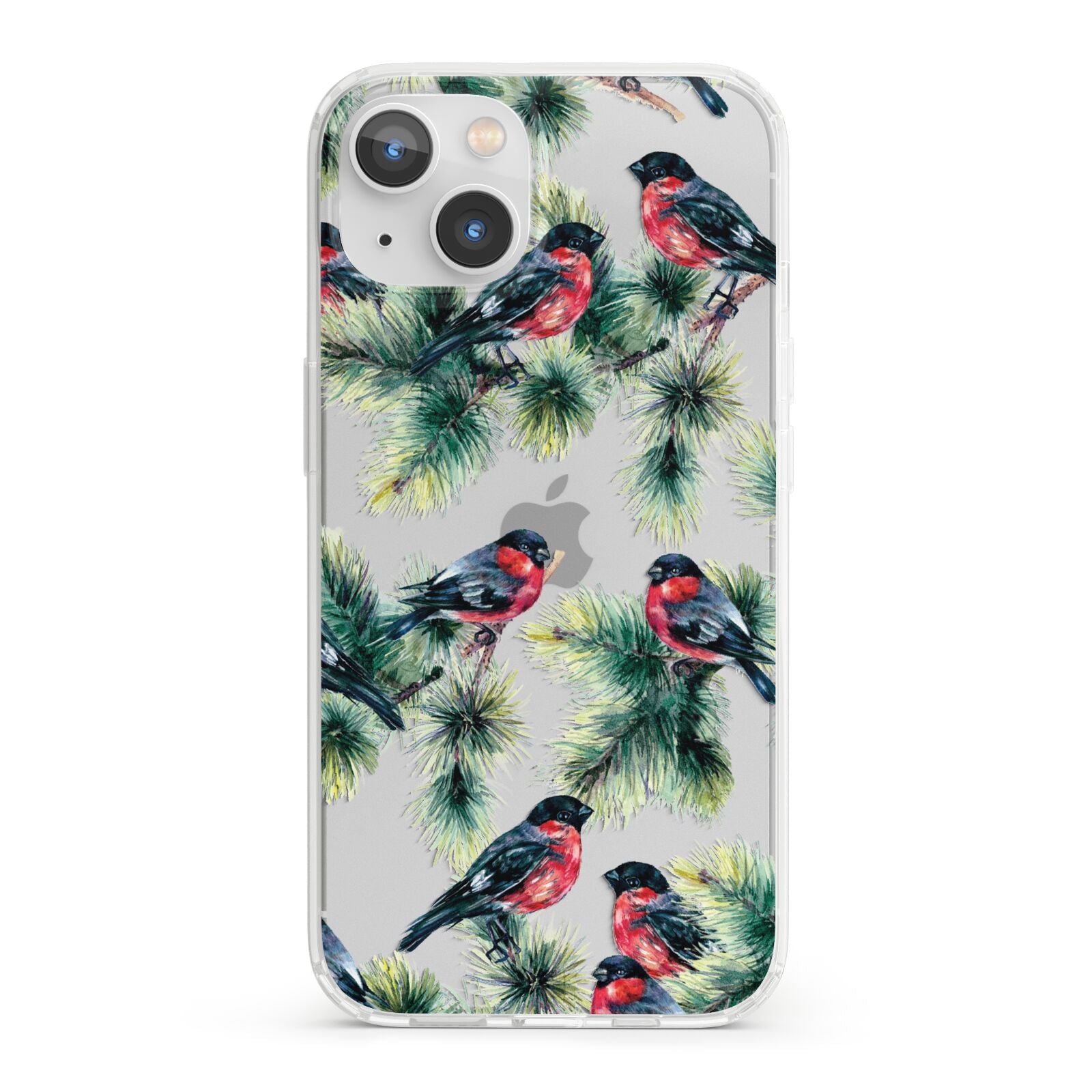 Bullfinch Pine Tree iPhone 13 Clear Bumper Case