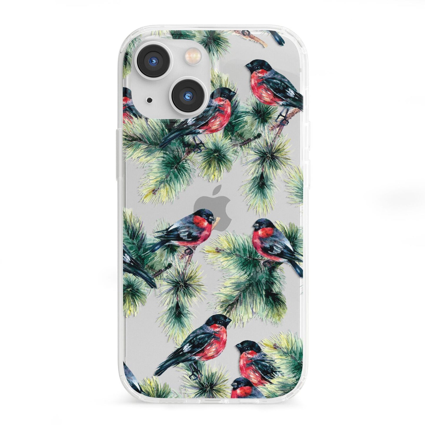 Bullfinch Pine Tree iPhone 13 Mini Clear Bumper Case