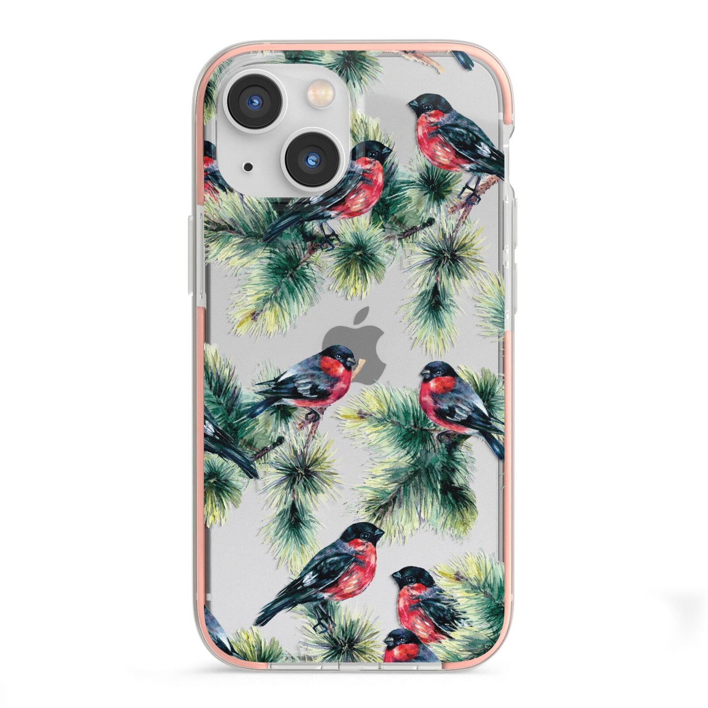 Bullfinch Pine Tree iPhone 13 Mini TPU Impact Case with Pink Edges