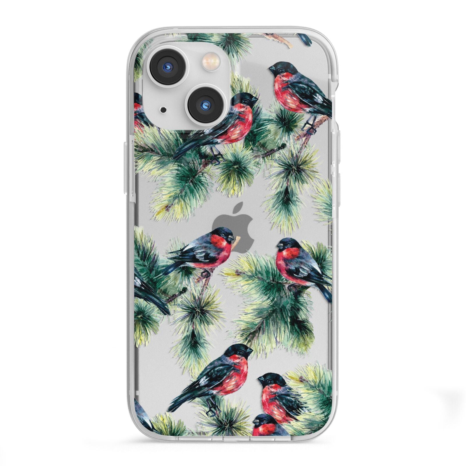 Bullfinch Pine Tree iPhone 13 Mini TPU Impact Case with White Edges