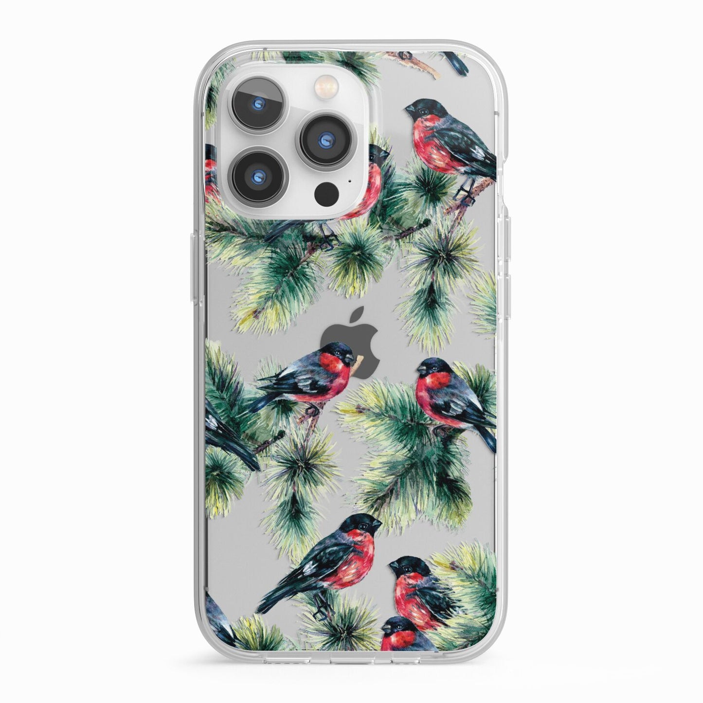Bullfinch Pine Tree iPhone 13 Pro TPU Impact Case with White Edges