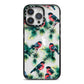 Bullfinch Pine Tree iPhone 14 Pro Max Black Impact Case on Silver phone