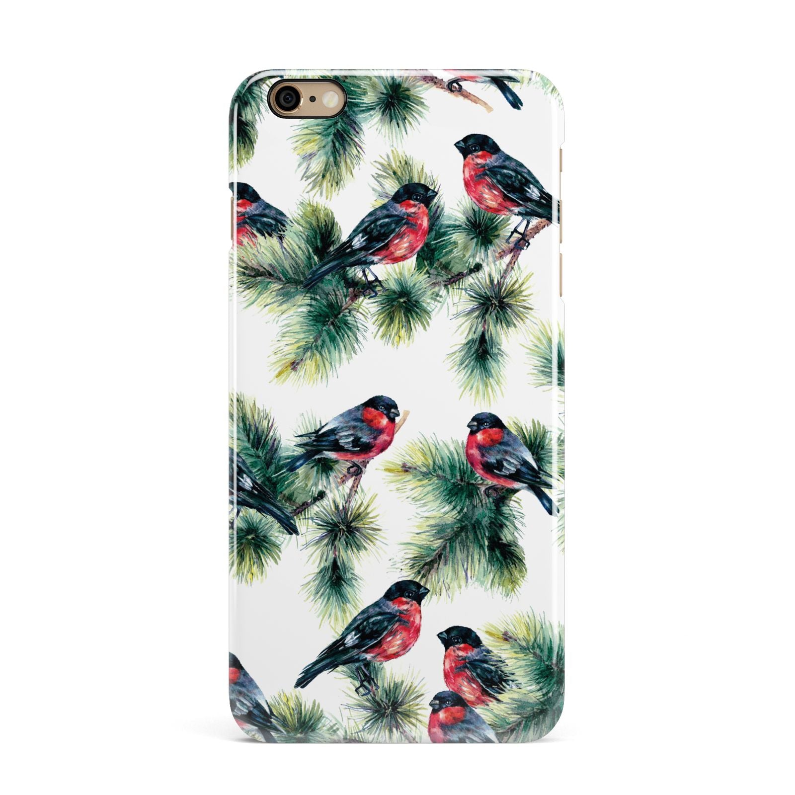 Bullfinch Pine Tree iPhone 6 Plus 3D Snap Case on Gold Phone