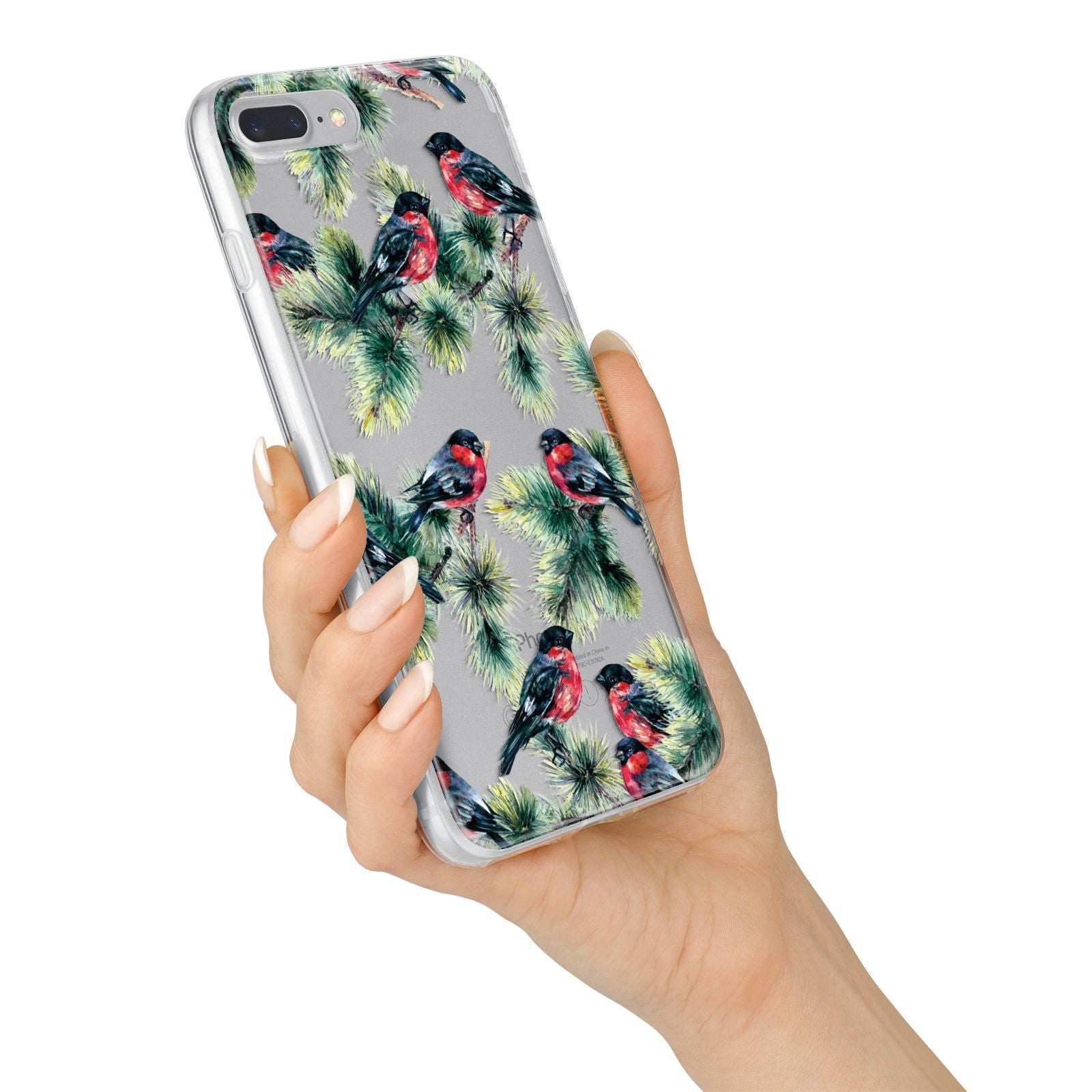 Bullfinch Pine Tree iPhone 7 Plus Bumper Case on Silver iPhone Alternative Image