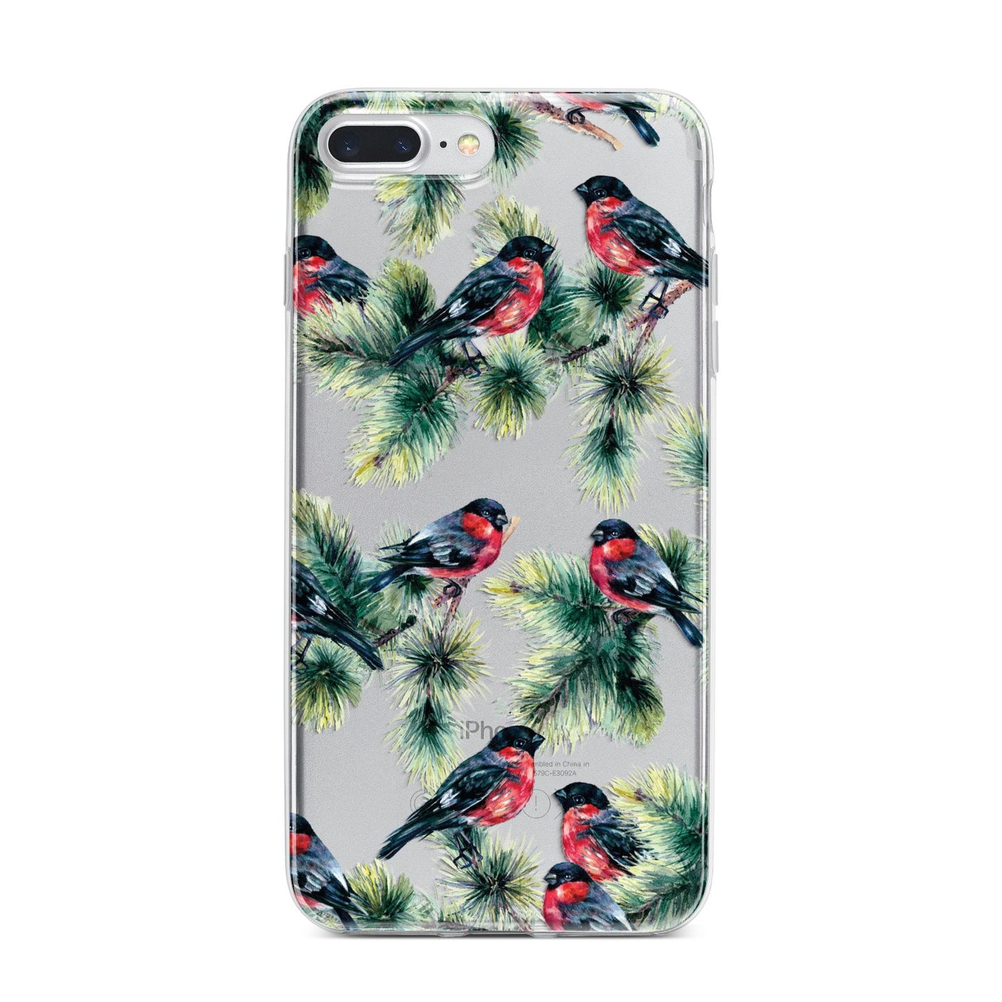 Bullfinch Pine Tree iPhone 7 Plus Bumper Case on Silver iPhone