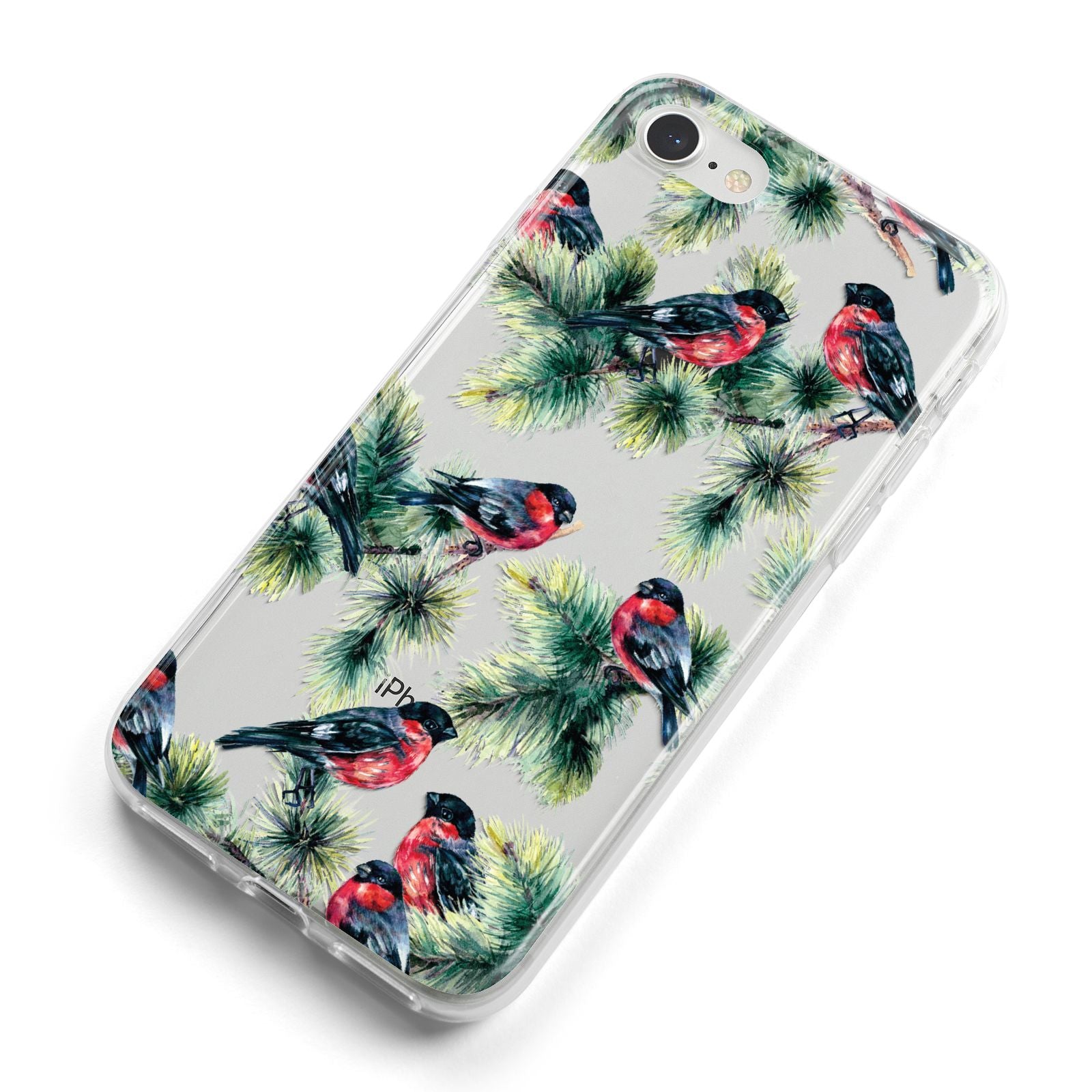 Bullfinch Pine Tree iPhone 8 Bumper Case on Silver iPhone Alternative Image