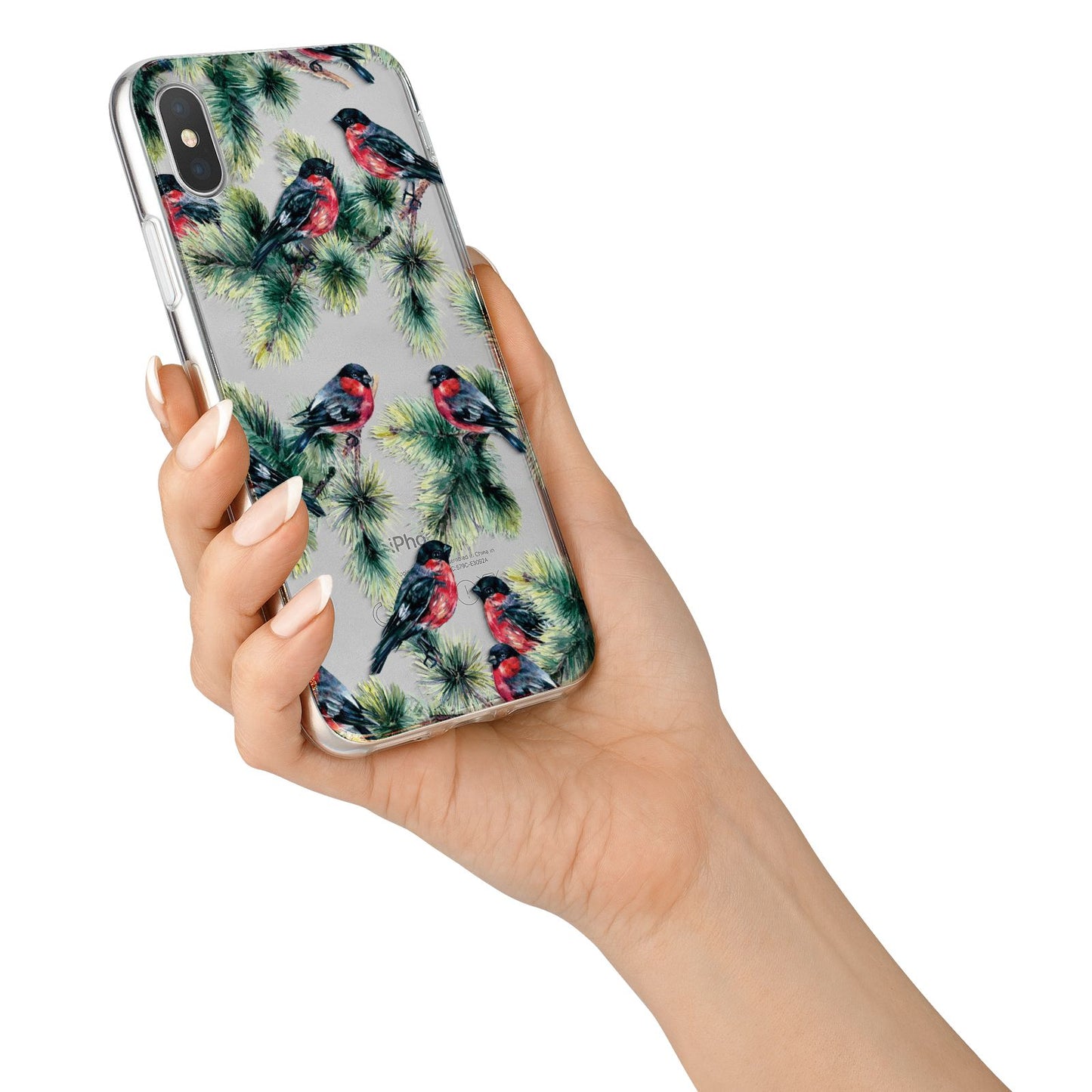 Bullfinch Pine Tree iPhone X Bumper Case on Silver iPhone Alternative Image 2