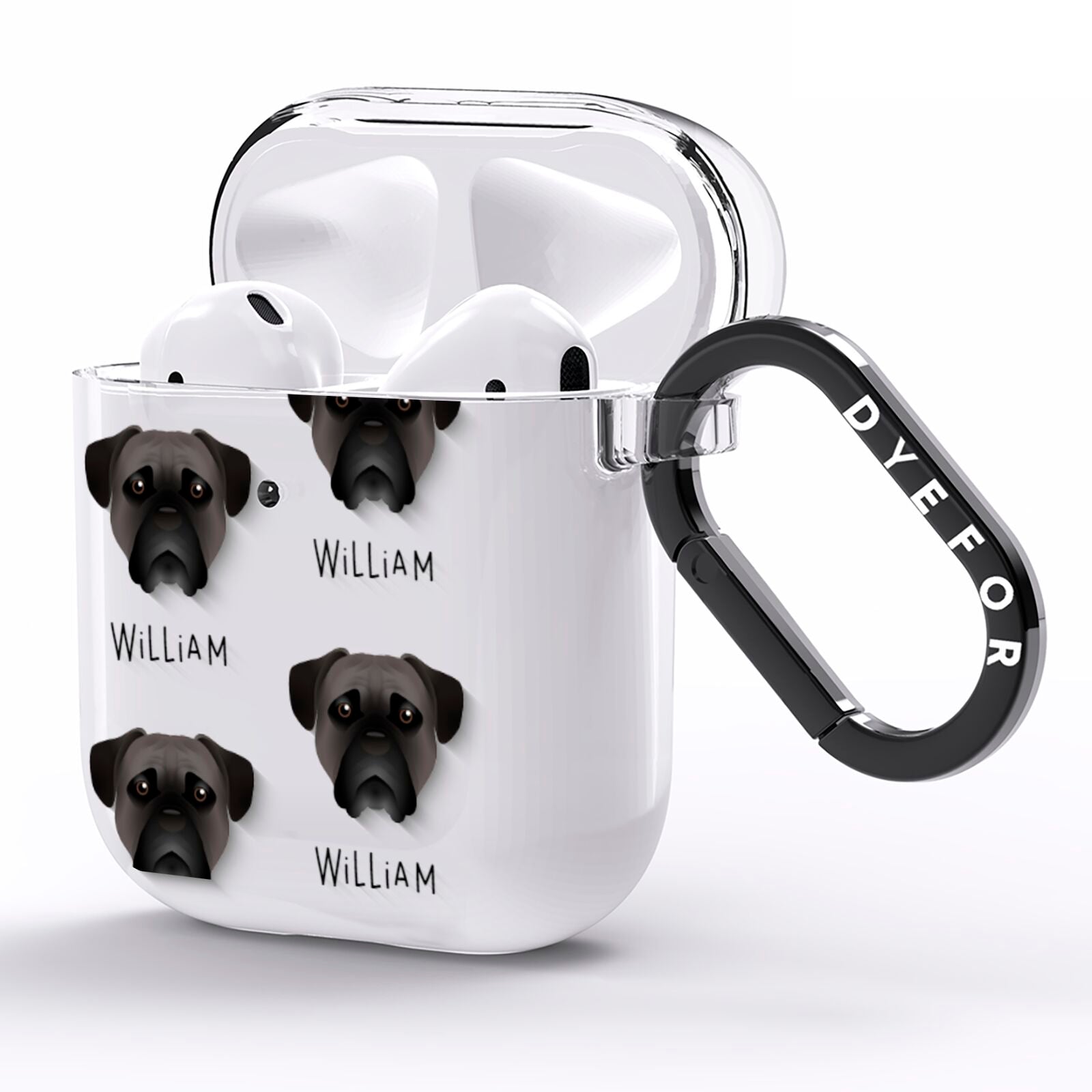 Bullmastiff Icon with Name AirPods Clear Case Side Image