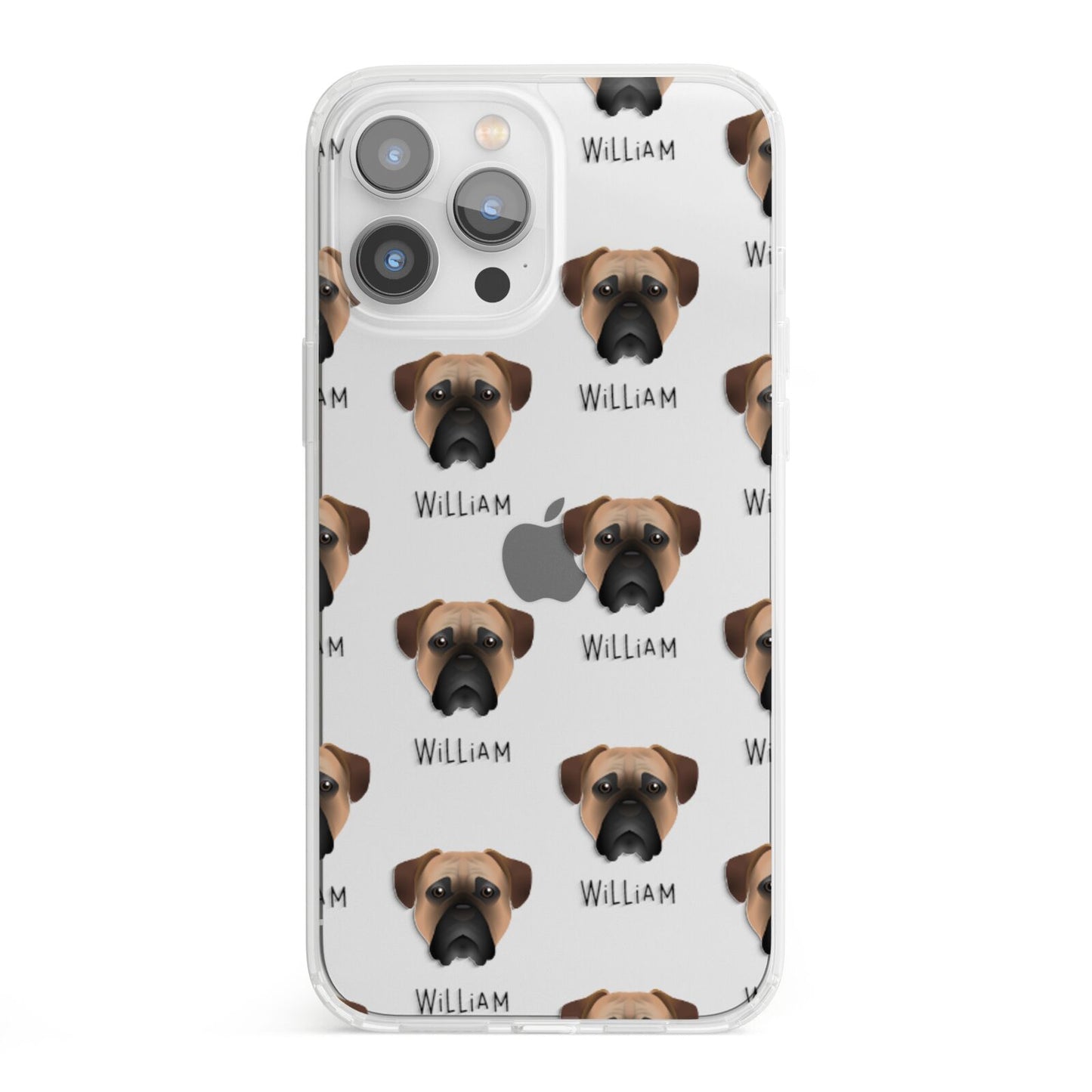 Bullmastiff Icon with Name iPhone 13 Pro Max Clear Bumper Case