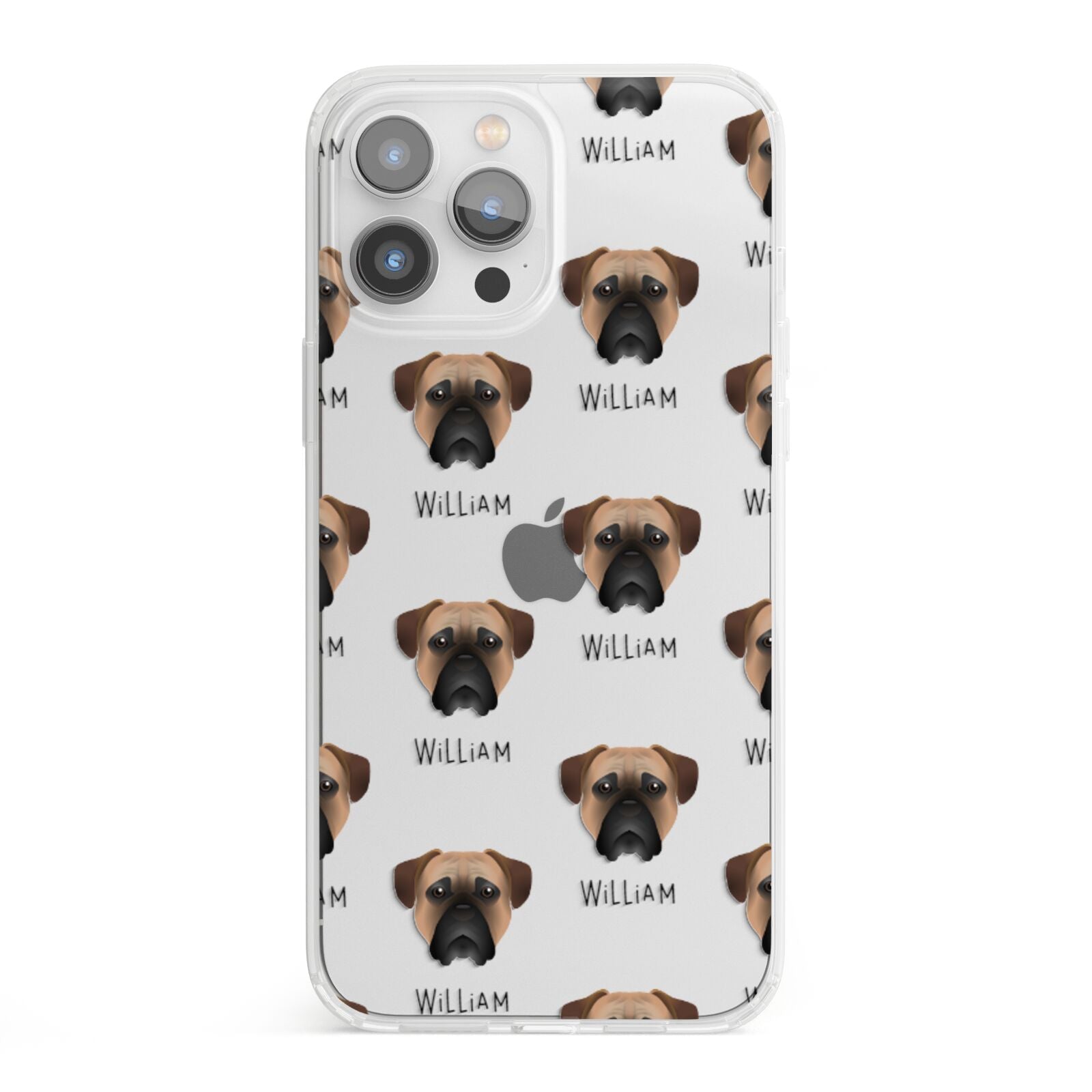 Bullmastiff Icon with Name iPhone 13 Pro Max Clear Bumper Case