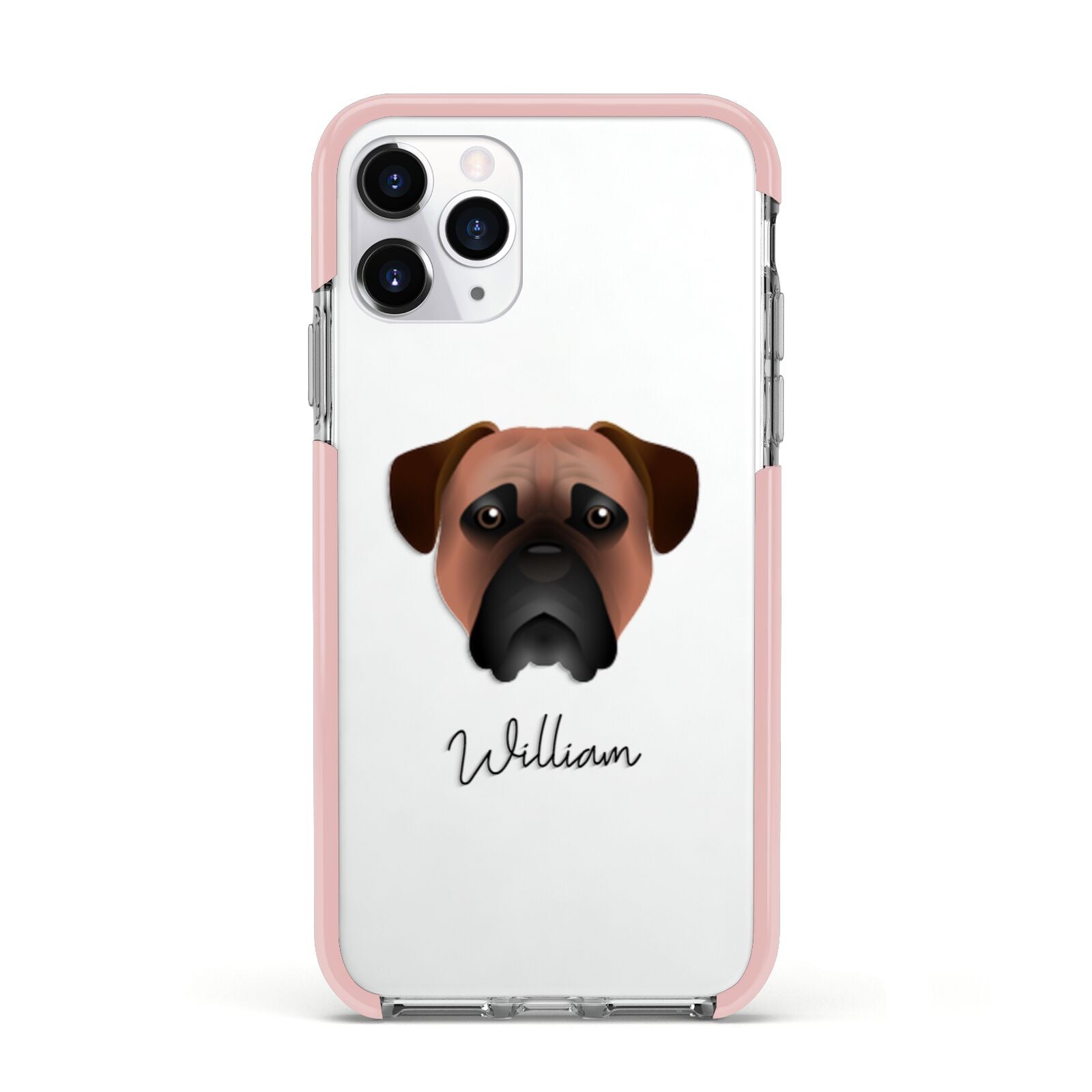 Bullmastiff Personalised Apple iPhone 11 Pro in Silver with Pink Impact Case