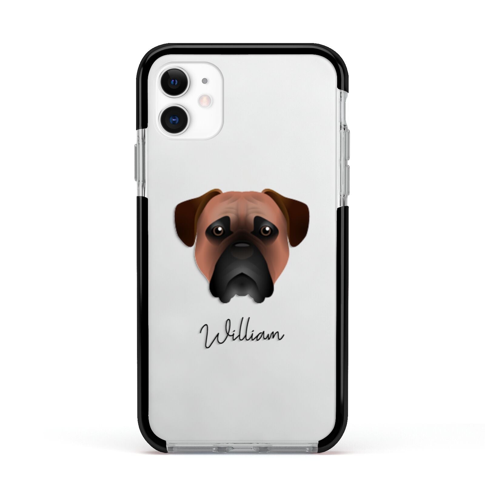 Bullmastiff Personalised Apple iPhone 11 in White with Black Impact Case