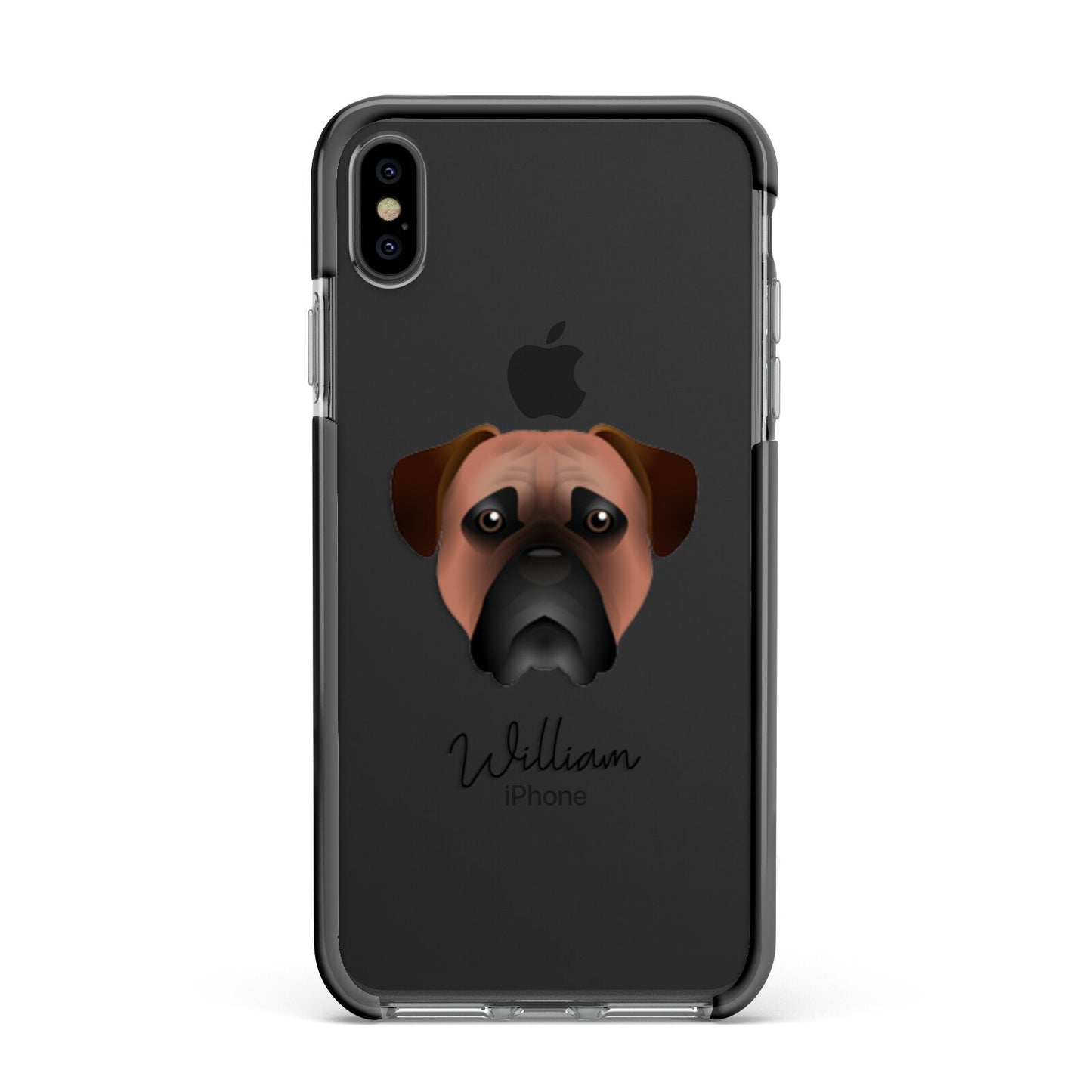 Bullmastiff Personalised Apple iPhone Xs Max Impact Case Black Edge on Black Phone