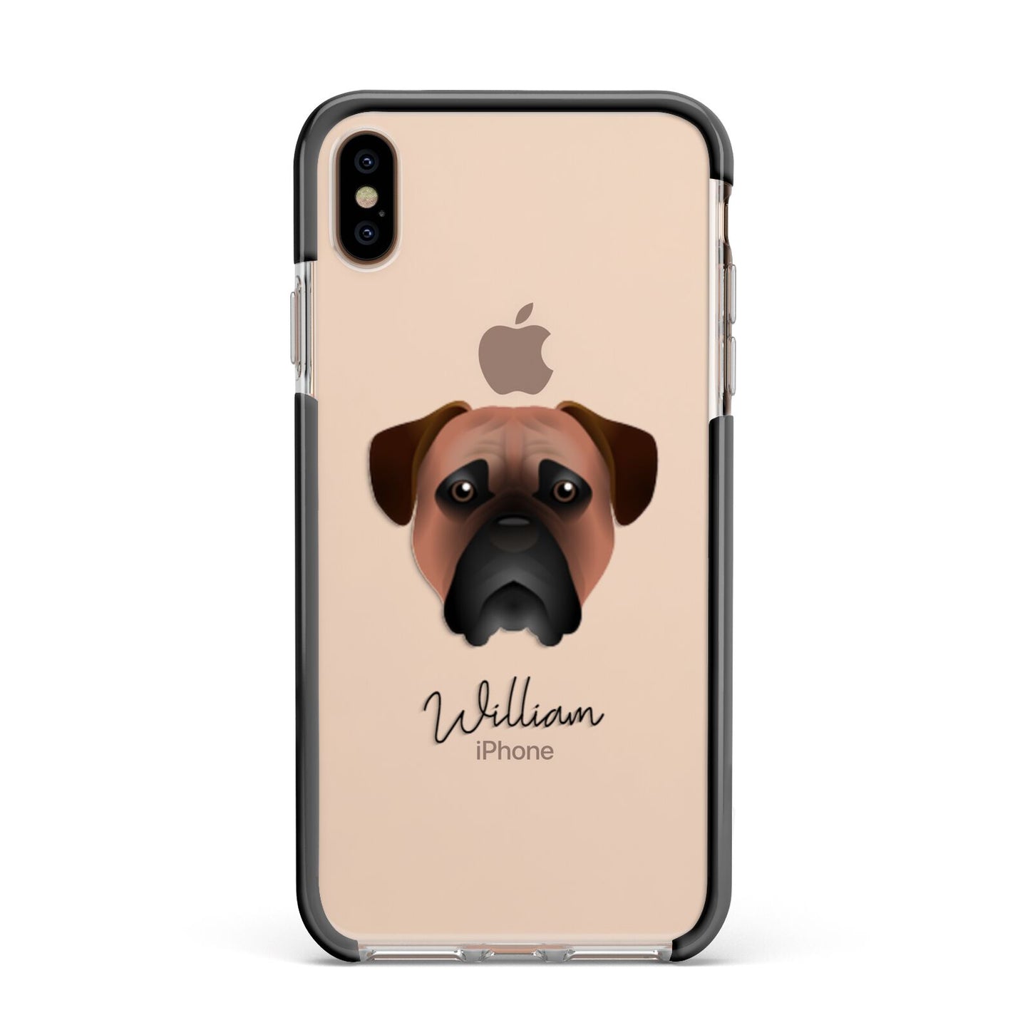 Bullmastiff Personalised Apple iPhone Xs Max Impact Case Black Edge on Gold Phone